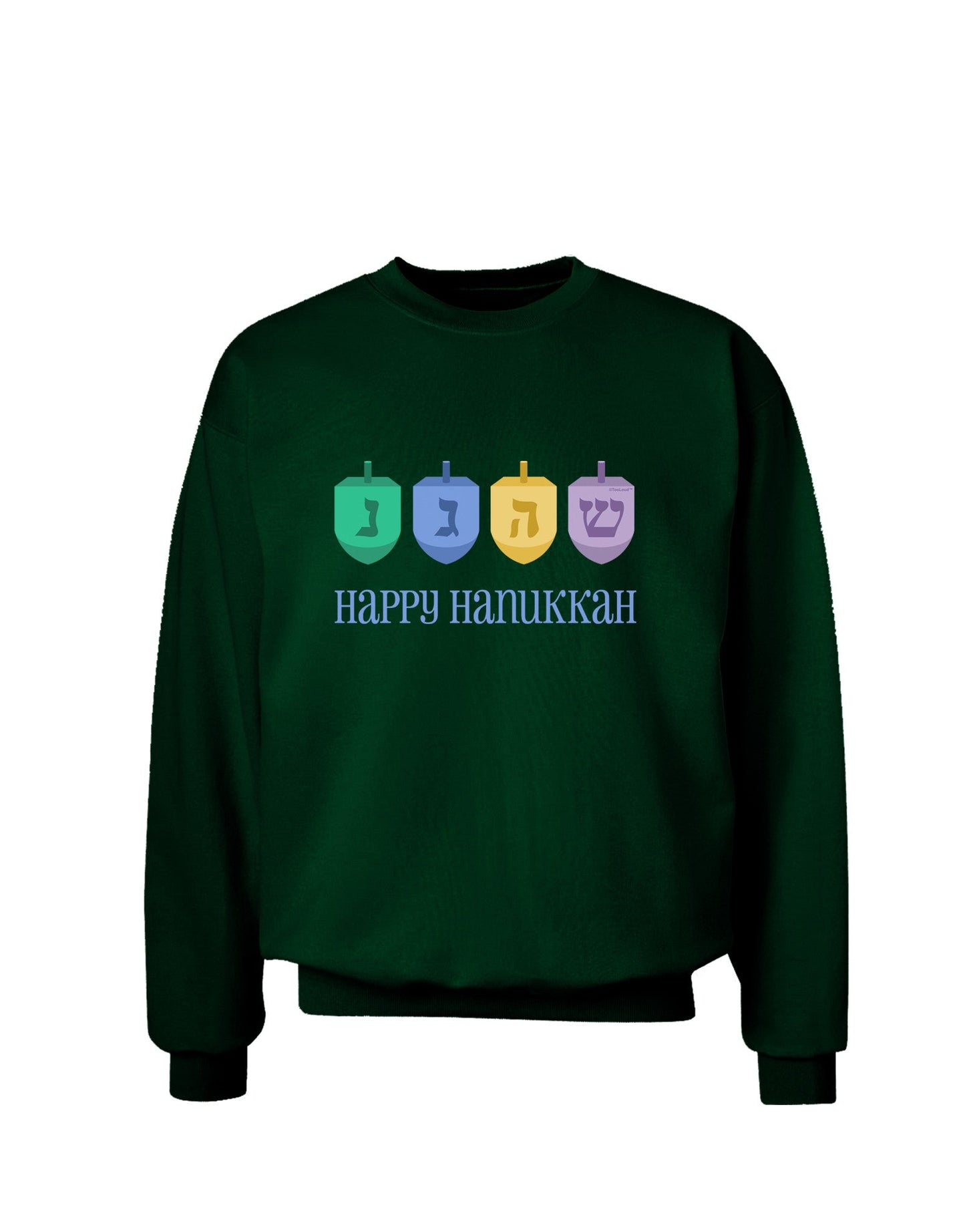Happy Hanukkah Dreidels Adult Dark Sweatshirt-Sweatshirts-TooLoud-Deep-Forest-Green-Small-Davson Sales