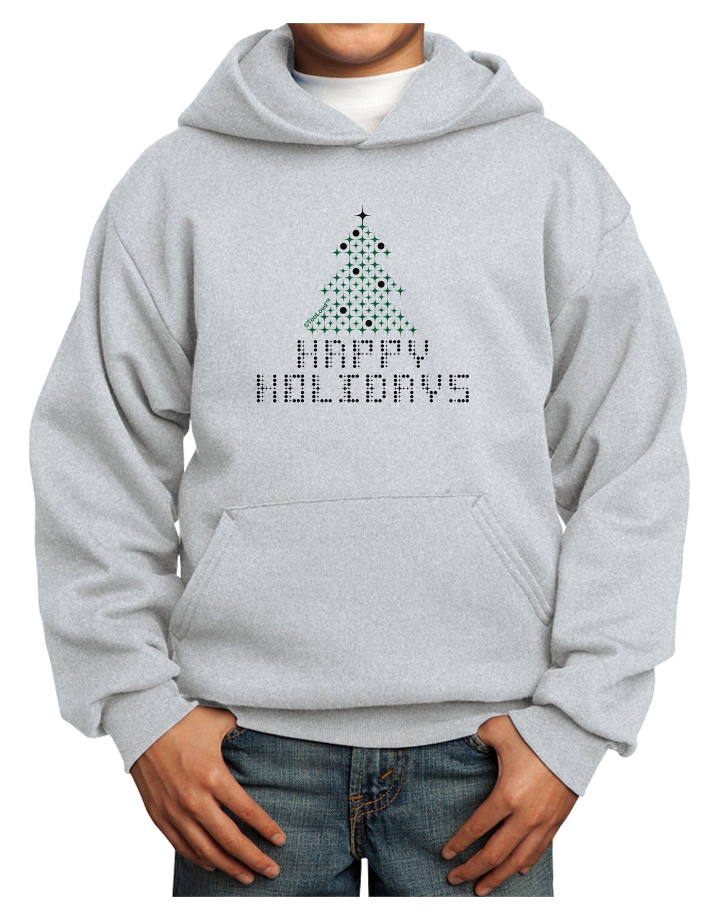 Happy Holidays Sparkles Youth Hoodie Pullover Sweatshirt-Youth Hoodie-TooLoud-Ash-XS-Davson Sales