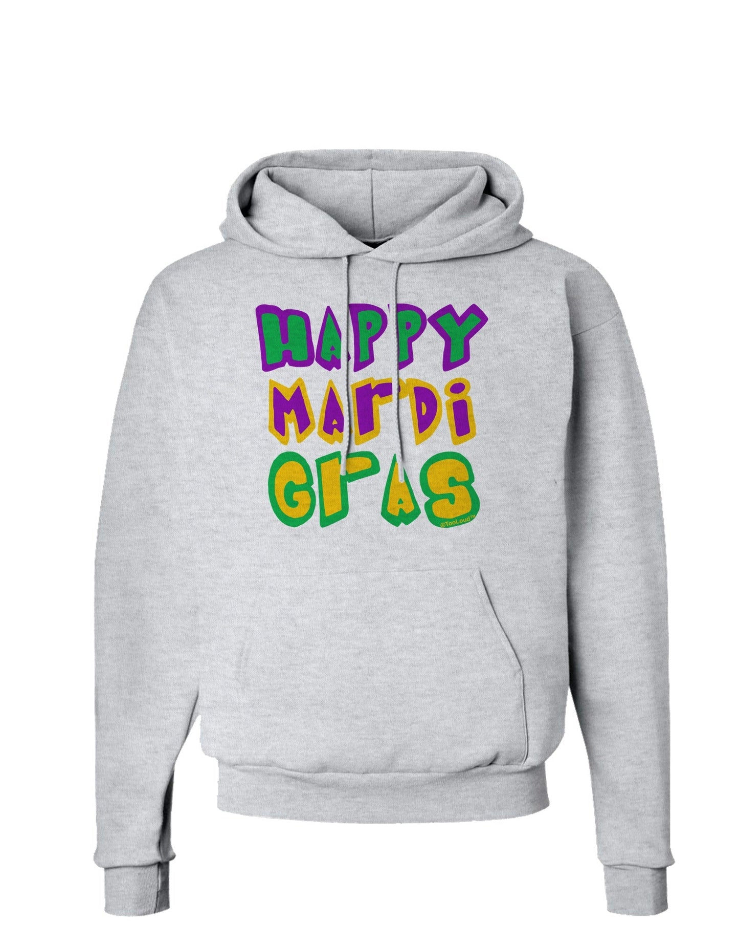 Happy Mardi Gras Text 2 Hoodie Sweatshirt-Hoodie-TooLoud-AshGray-Small-Davson Sales