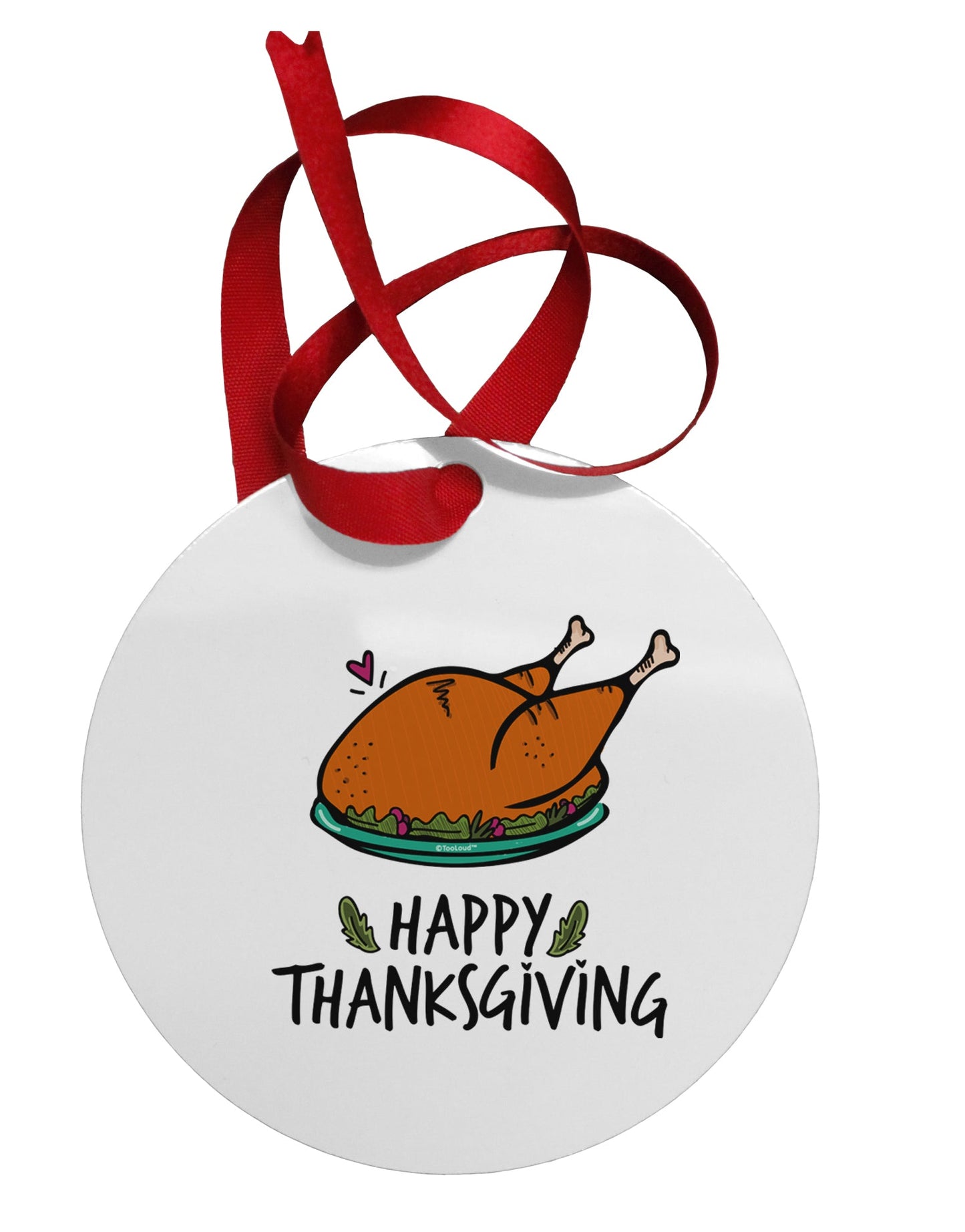 Happy Thanksgiving Circular Metal Ornament-Ornament-TooLoud-Davson Sales