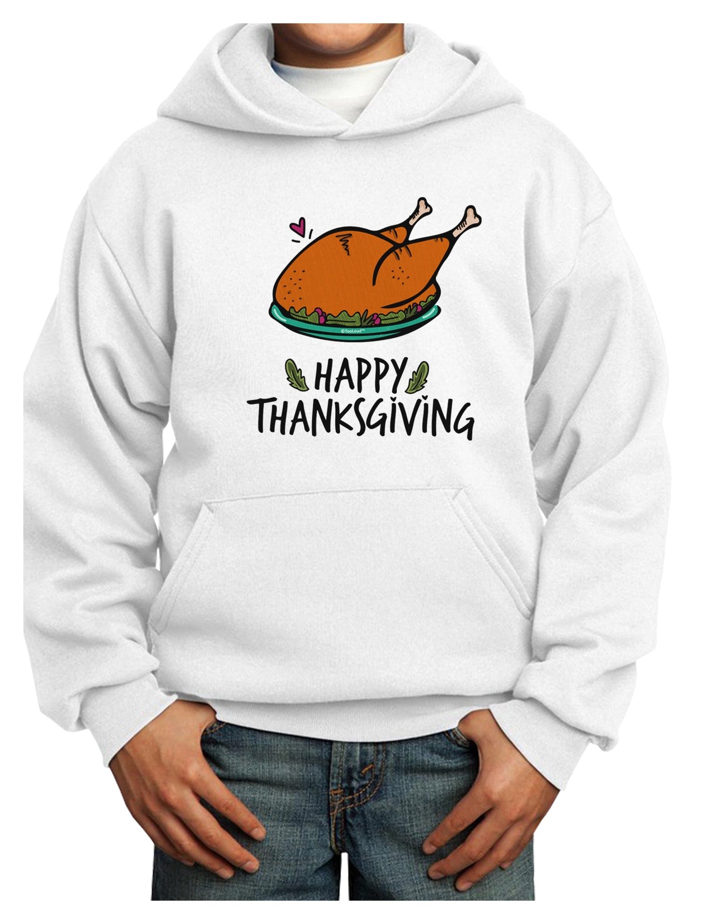 Happy Thanksgiving Youth Hoodie Pullover Sweatshirt-Youth Hoodie-TooLoud-White-XS-Davson Sales