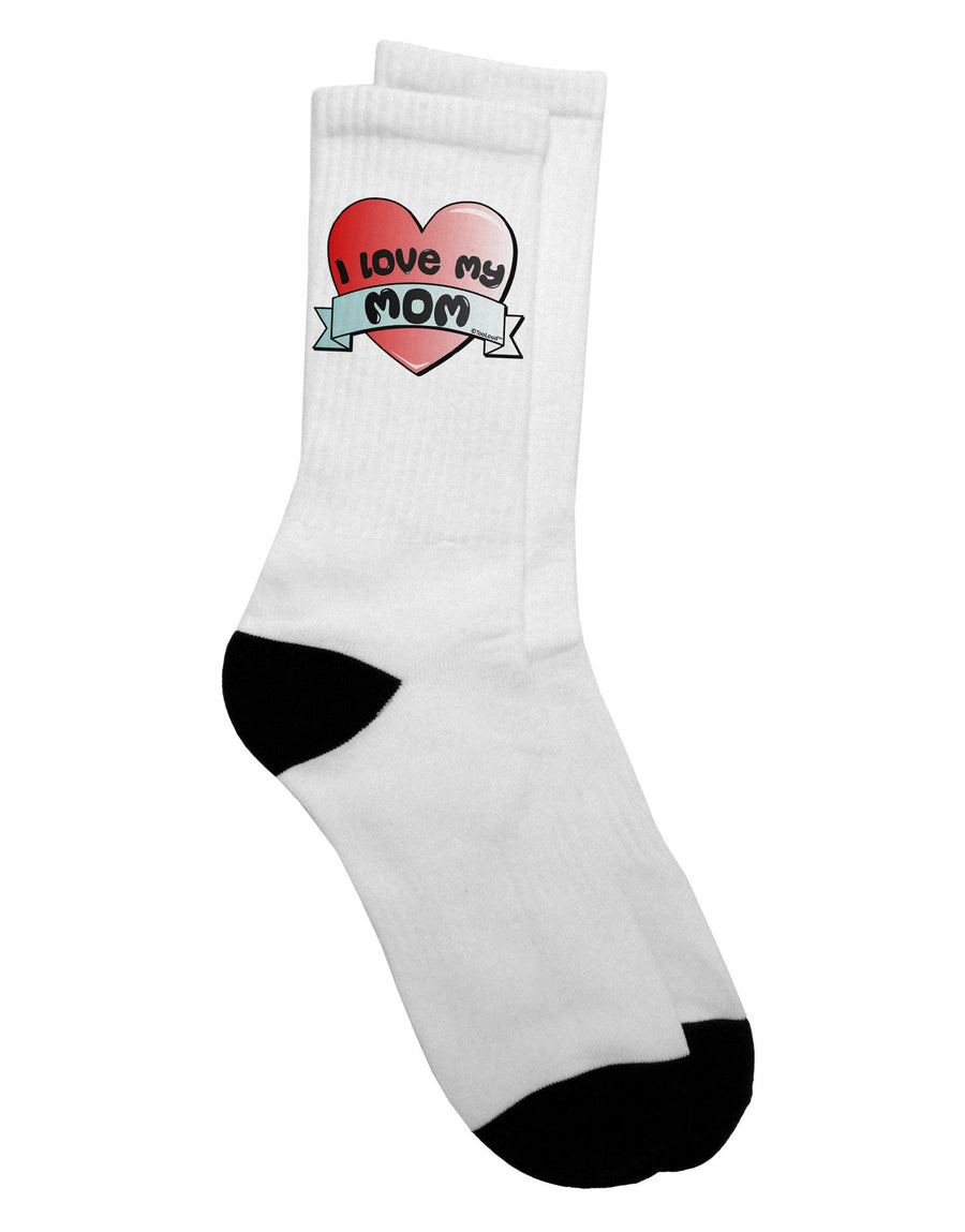 Heart Banner Design Adult Crew Socks - A Perfect Expression of Love for Your Beloved Mother by TooLoud-Socks-TooLoud-White-Ladies-4-6-Davson Sales