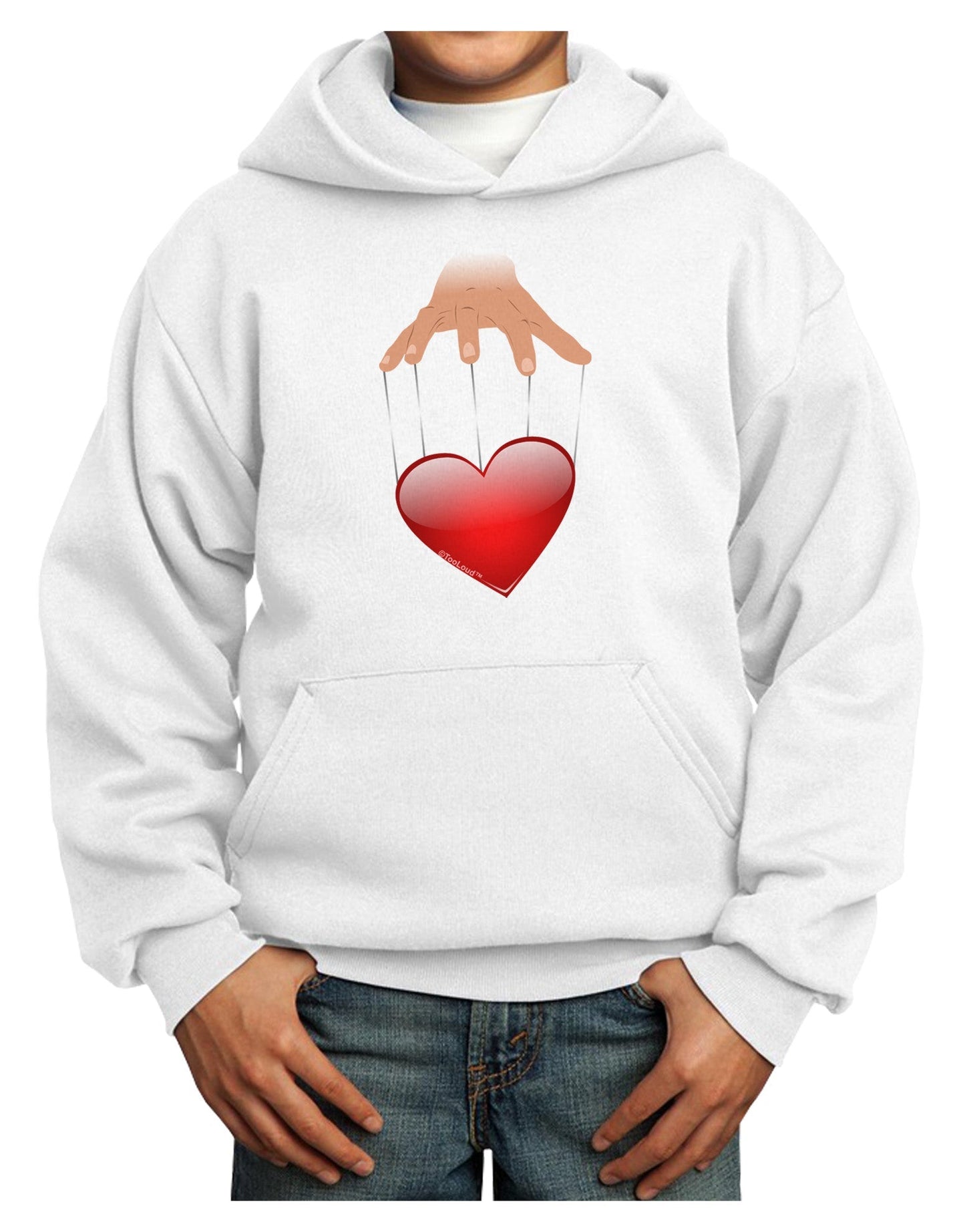 Heart on Puppet Strings Youth Hoodie Pullover Sweatshirt-Youth Hoodie-TooLoud-White-XS-Davson Sales