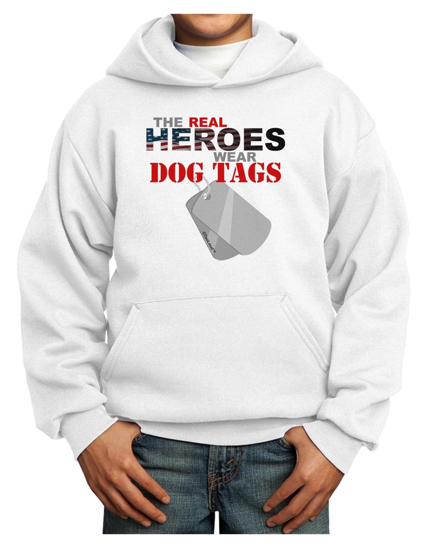 Heroes Dog Tags Youth Hoodie Pullover Sweatshirt-Youth Hoodie-TooLoud-White-XS-Davson Sales