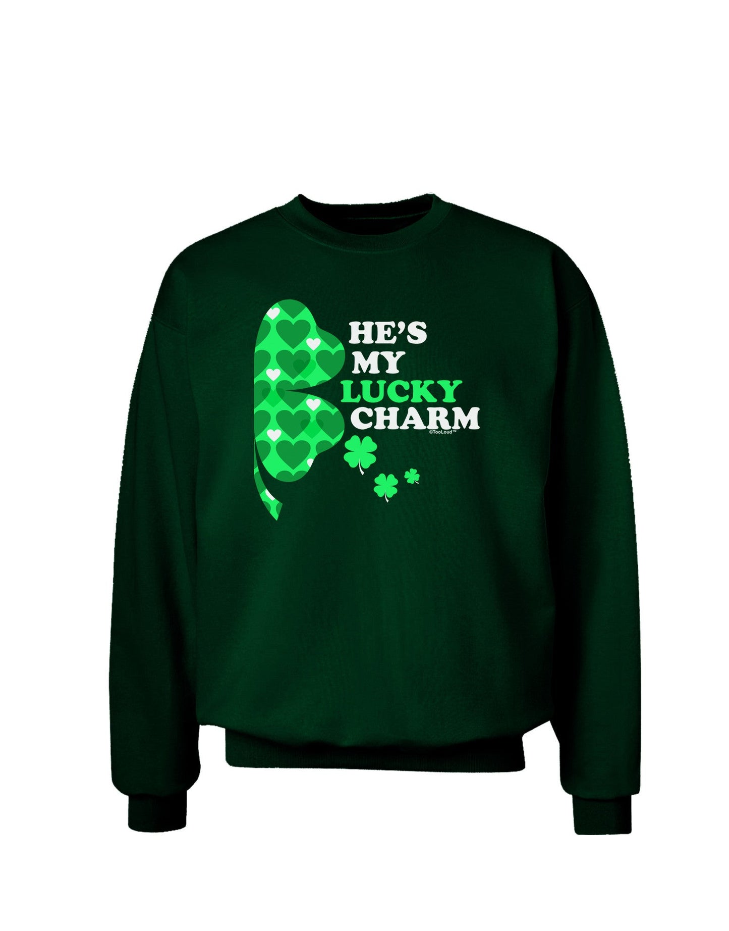 He's My Lucky Charm - Right Adult Dark Sweatshirt-Sweatshirts-TooLoud-Deep-Forest-Green-Small-Davson Sales