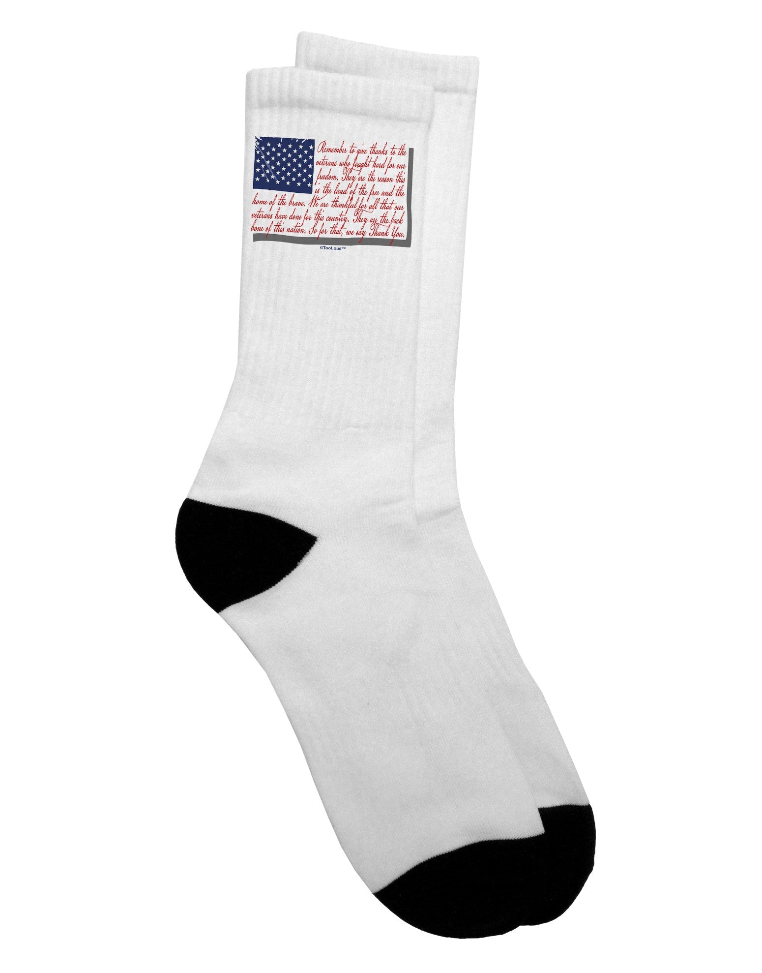High-Quality Veterans Scripted Flag Adult Crew Socks - TooLoud-Socks-TooLoud-White-Ladies-4-6-Davson Sales