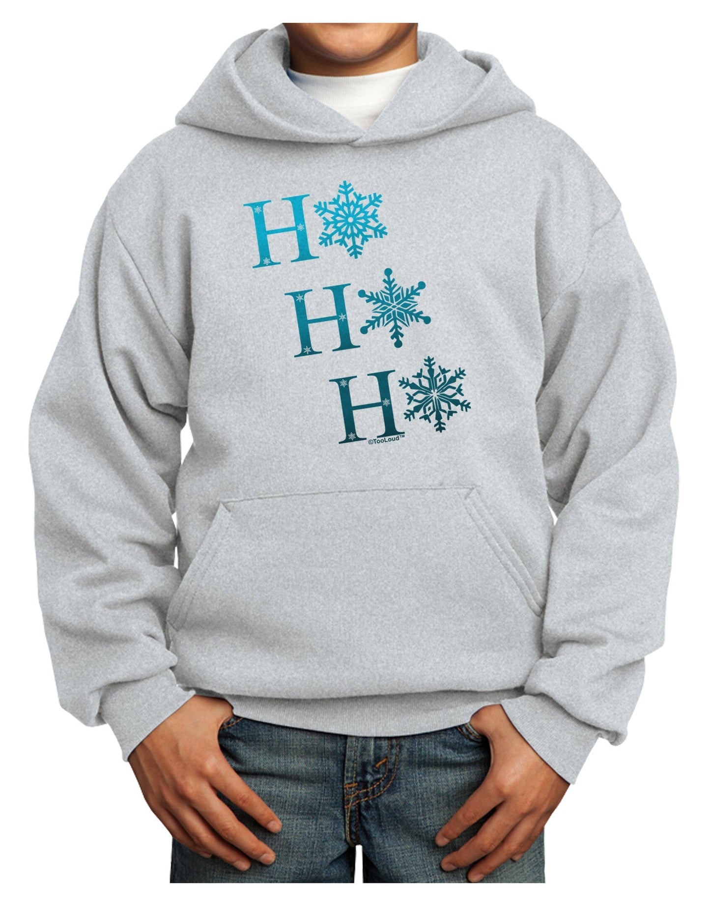 Ho Ho Ho Snowflakes Youth Hoodie Pullover Sweatshirt-Youth Hoodie-TooLoud-Ash-XS-Davson Sales