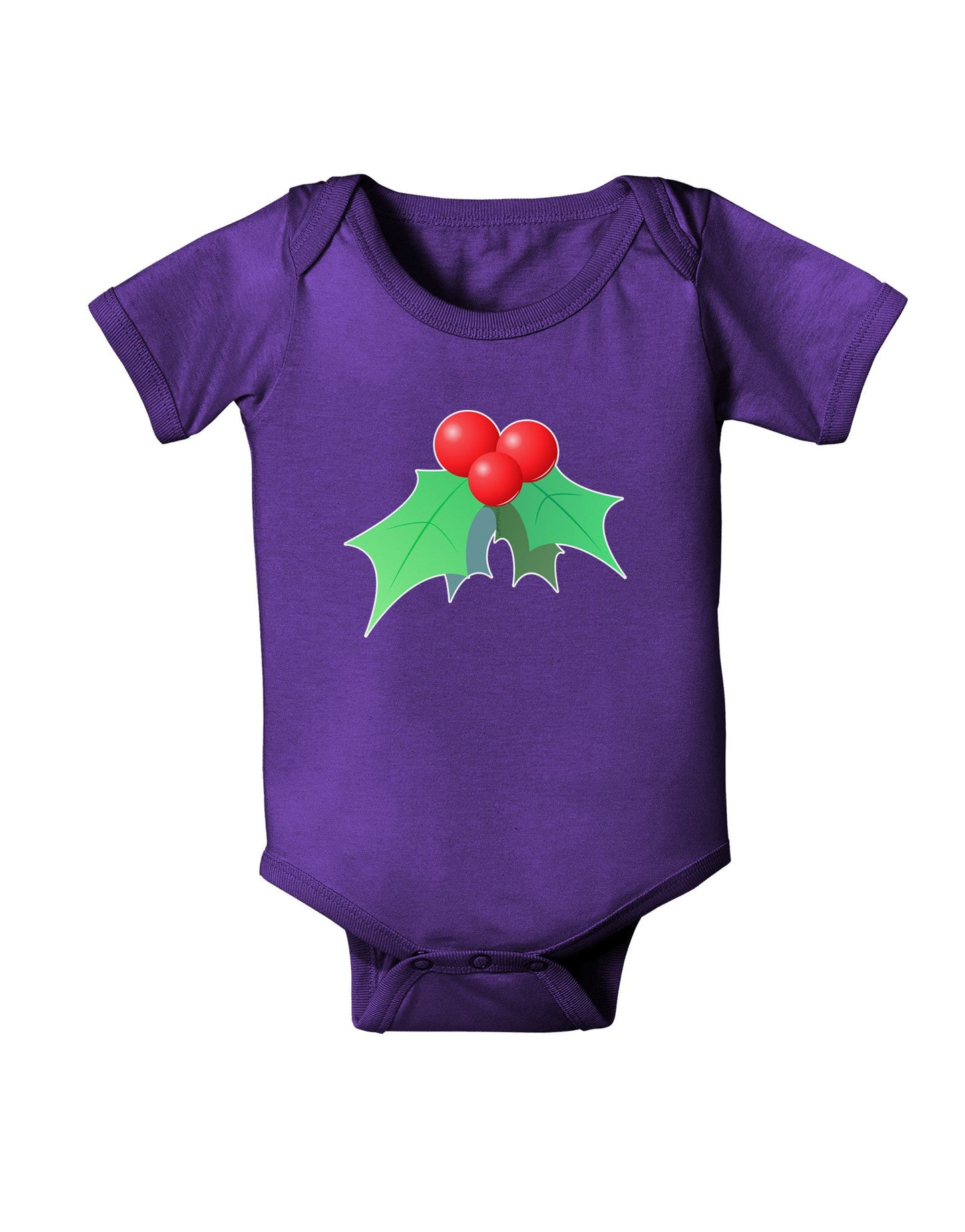 holly Christmas Design Baby Romper Bodysuit Dark-Baby Romper-TooLoud-Purple-06-Months-Davson Sales