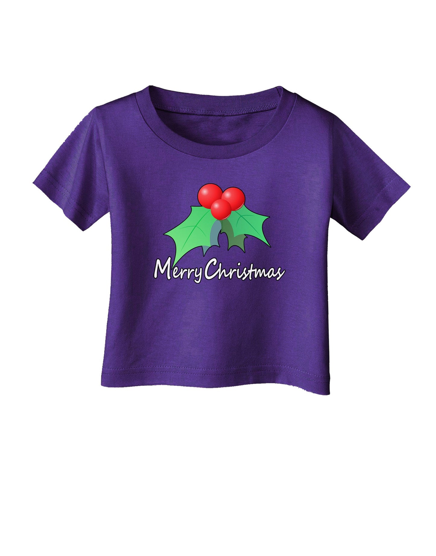 holly Merry Christmas Text Infant T-Shirt Dark-Infant T-Shirt-TooLoud-Purple-06-Months-Davson Sales