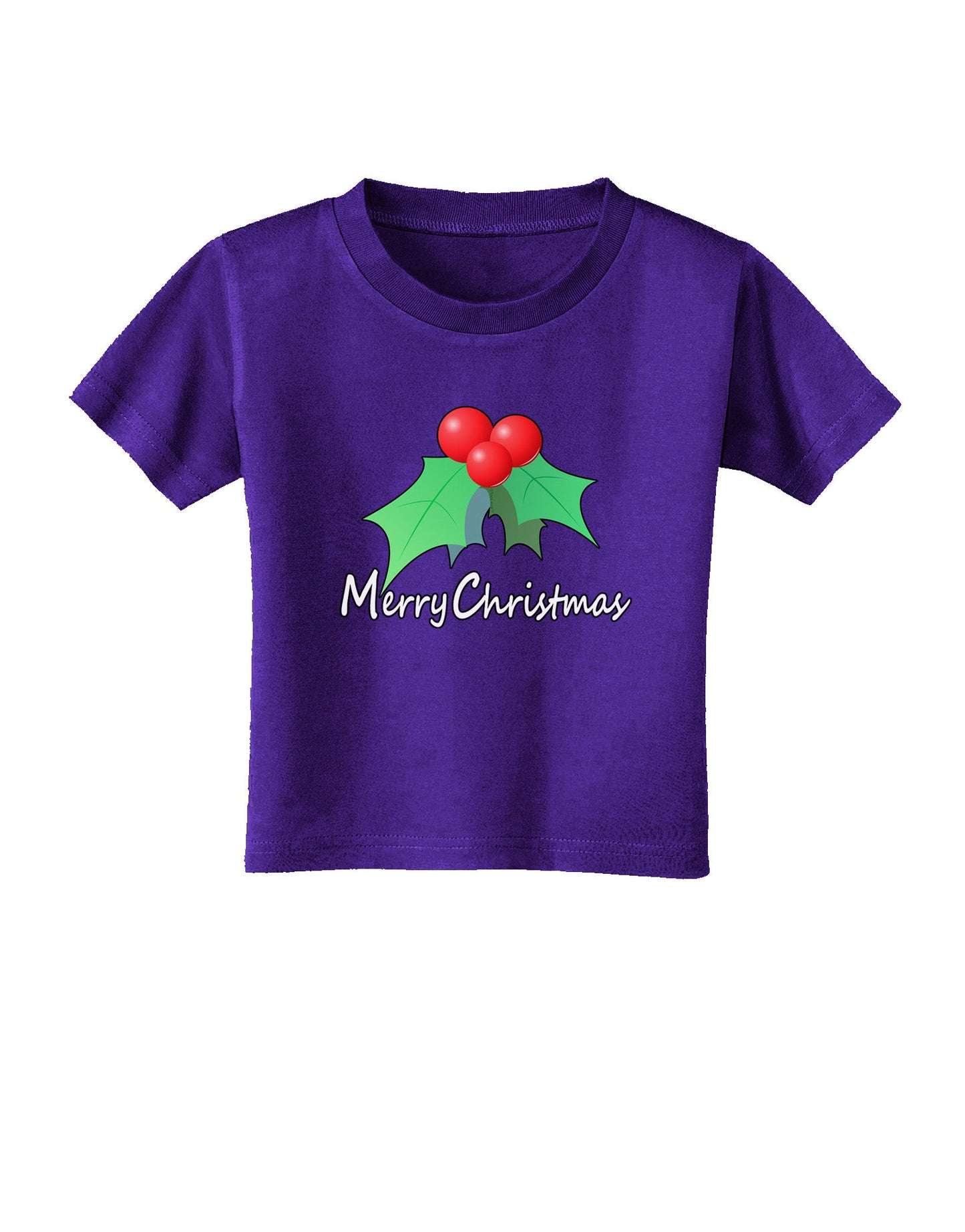 holly Merry Christmas Text Toddler T-Shirt Dark-Toddler T-Shirt-TooLoud-Purple-2T-Davson Sales