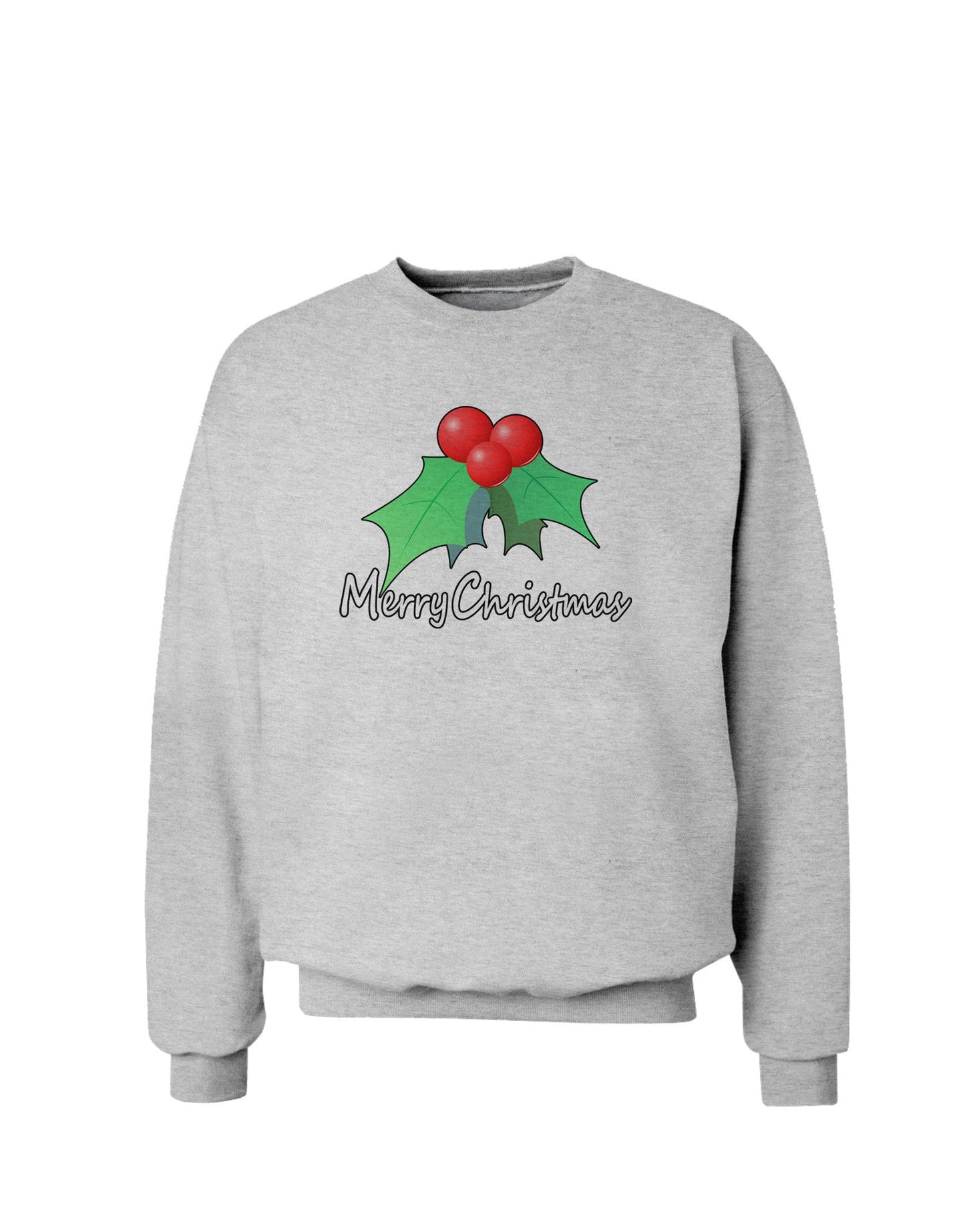 holly Merry Christmas Text Sweatshirt-Sweatshirts-TooLoud-AshGray-Small-Davson Sales