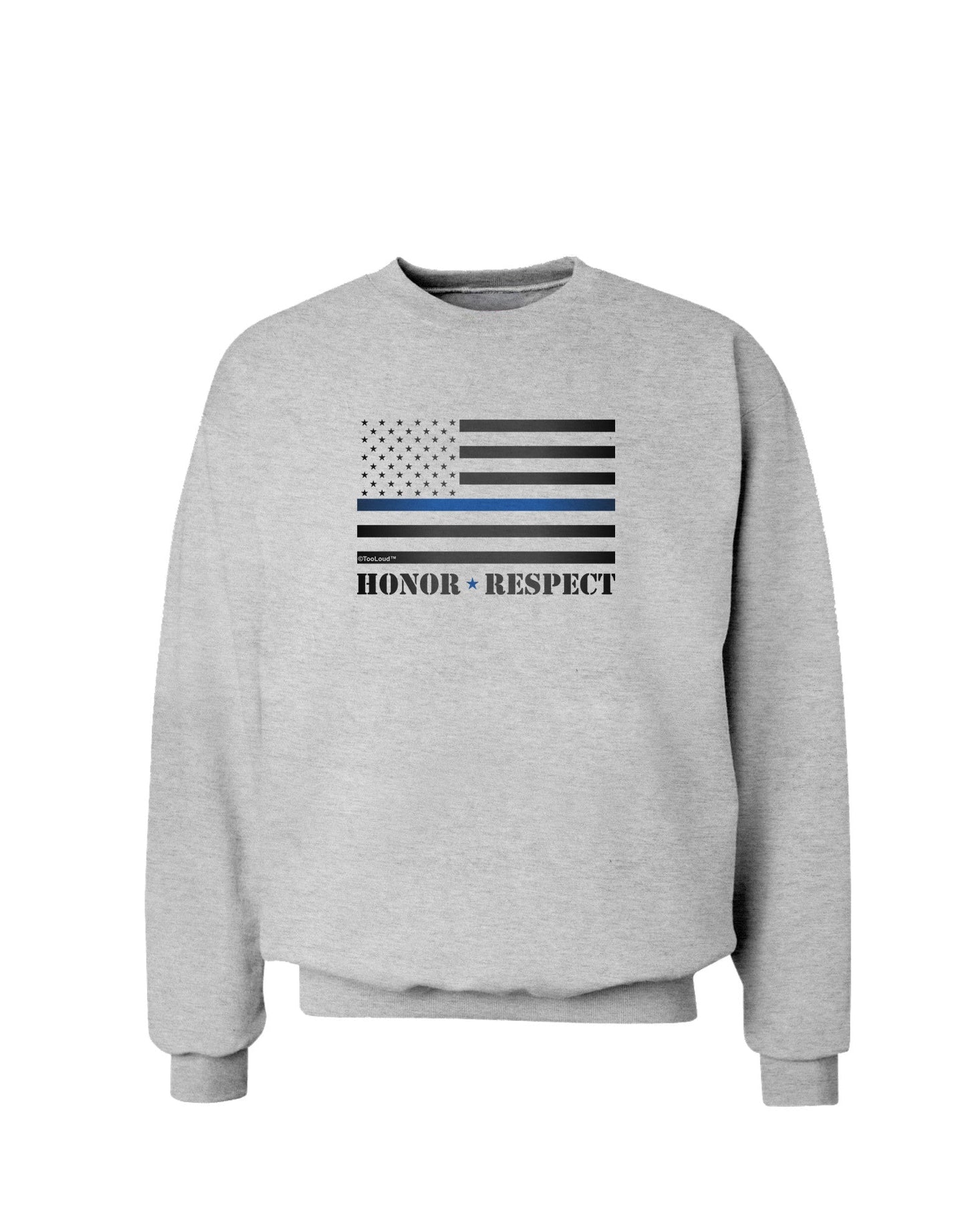 Honor Respect Blue Line Sweatshirt-Sweatshirts-TooLoud-AshGray-Small-Davson Sales