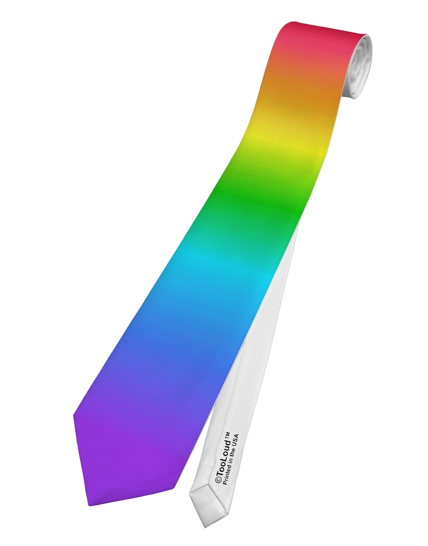 Horizontal Rainbow Gradient Printed White Necktie All Over Print by