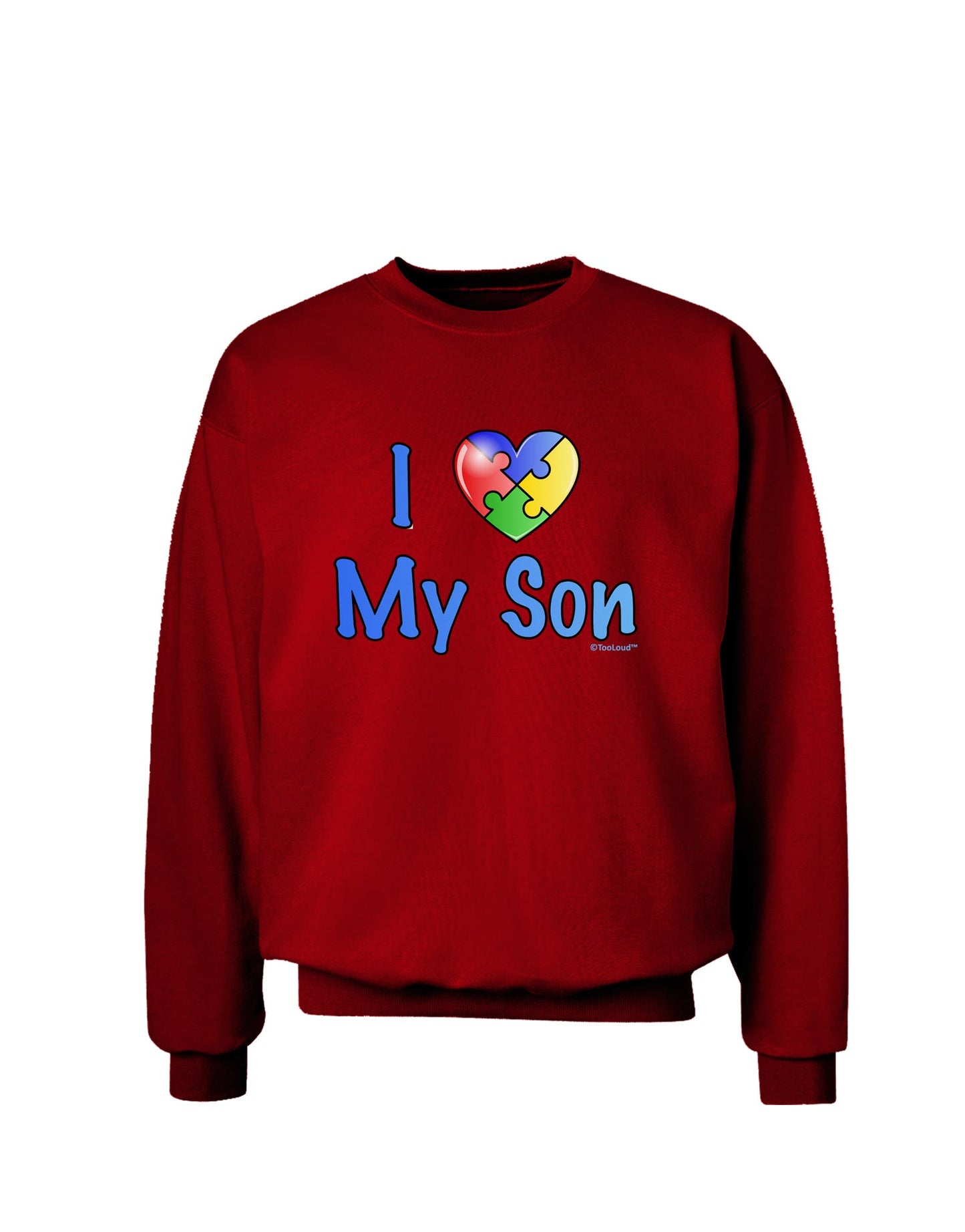 I Heart My Son - Autism Awareness Adult Dark Sweatshirt by TooLoud-Sweatshirts-TooLoud-Deep-Red-Small-Davson Sales