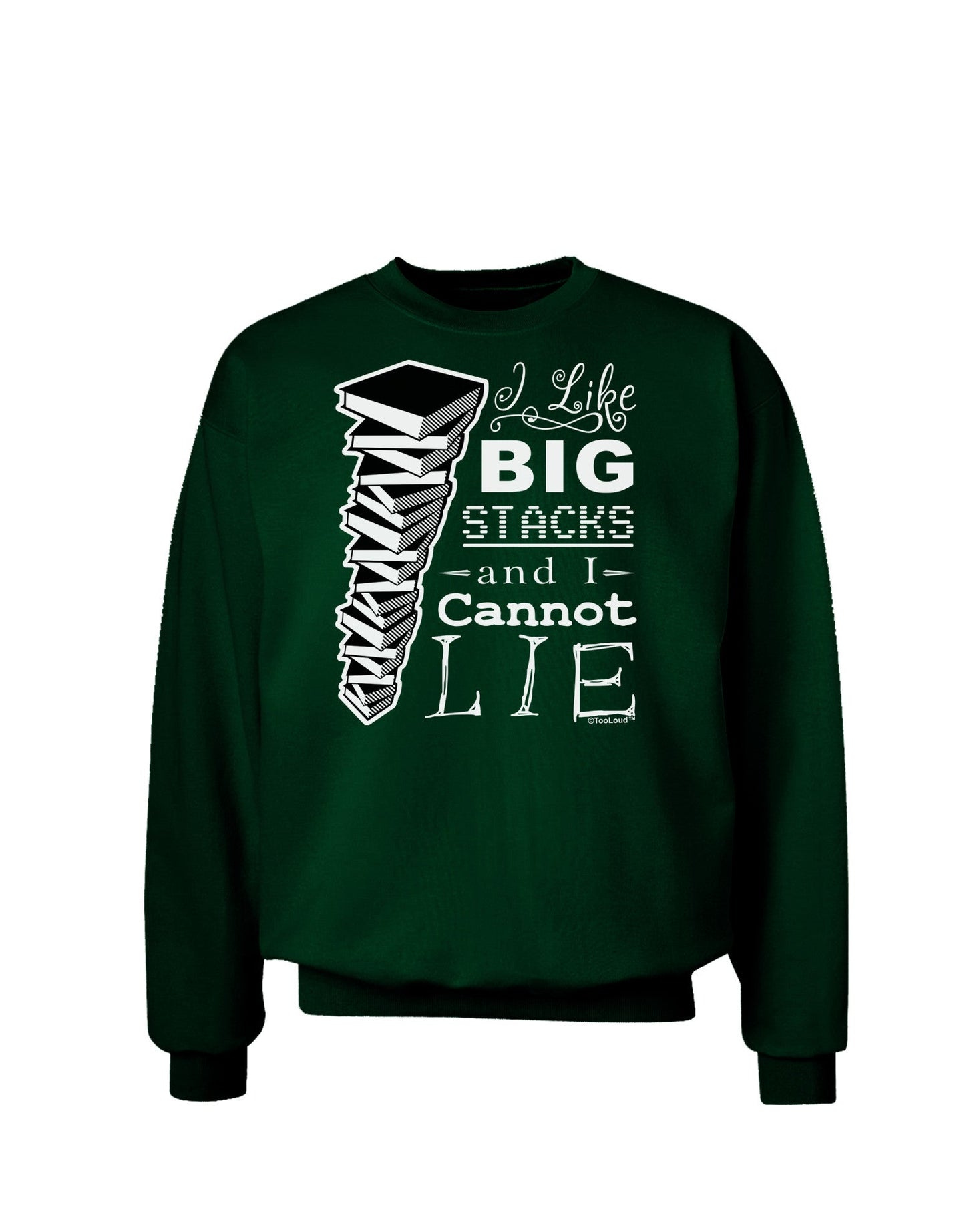 I Like Big Stacks -of books- Adult Dark Sweatshirt-Sweatshirts-TooLoud-Deep-Forest-Green-Small-Davson Sales