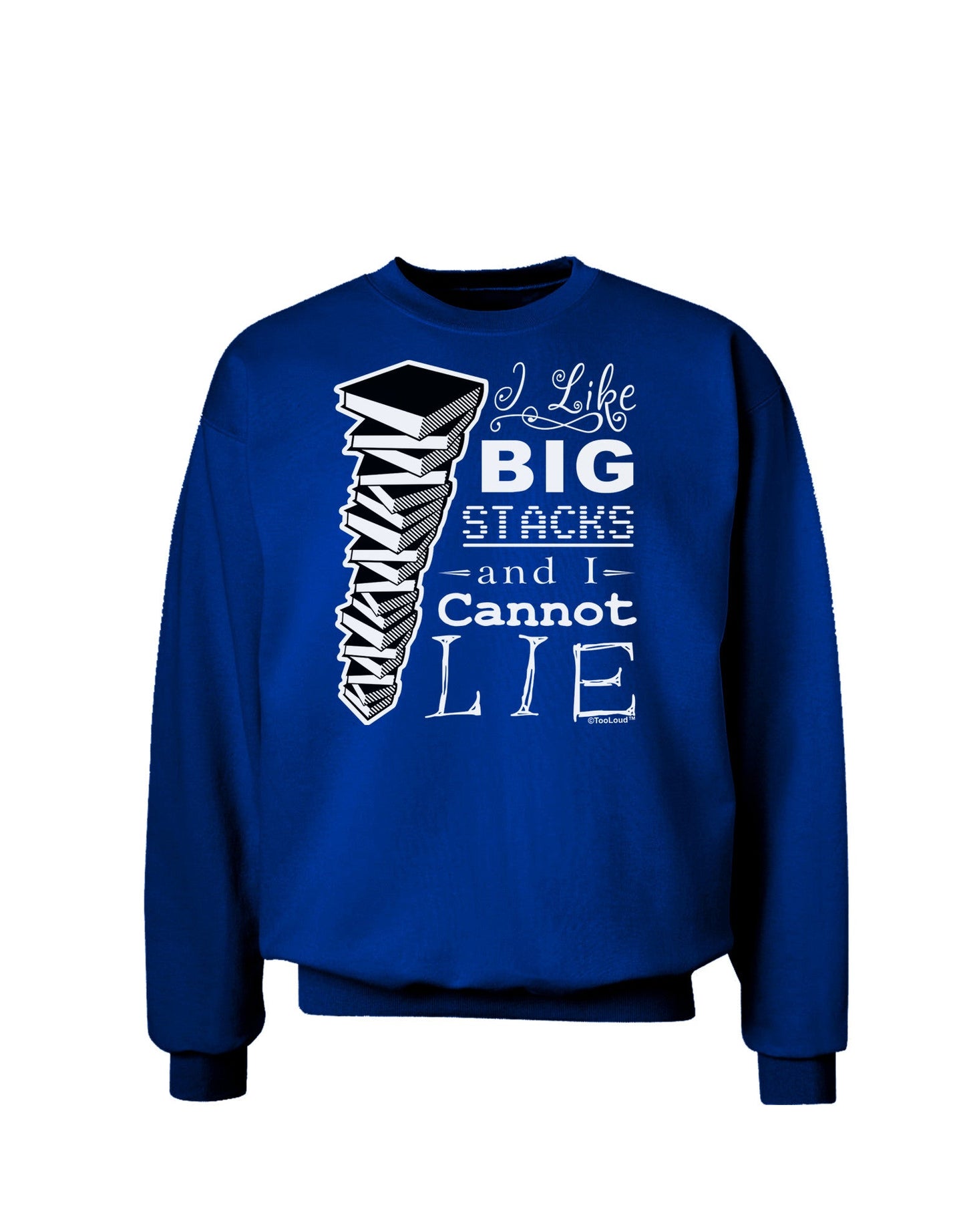 I Like Big Stacks -of books- Adult Dark Sweatshirt-Sweatshirts-TooLoud-Deep-Royal-Blue-Small-Davson Sales