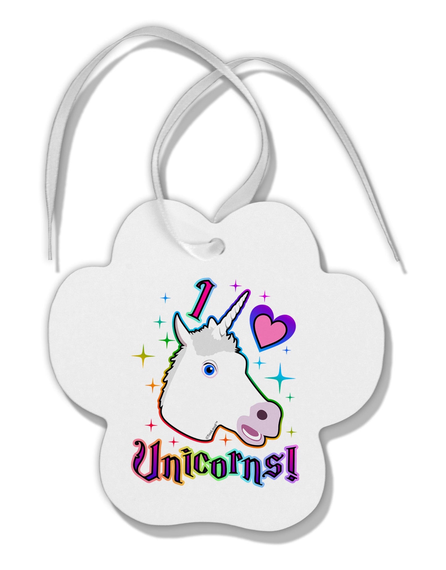 I love Unicorns Paw Print Shaped Ornament-Ornament-TooLoud-White-Davson Sales