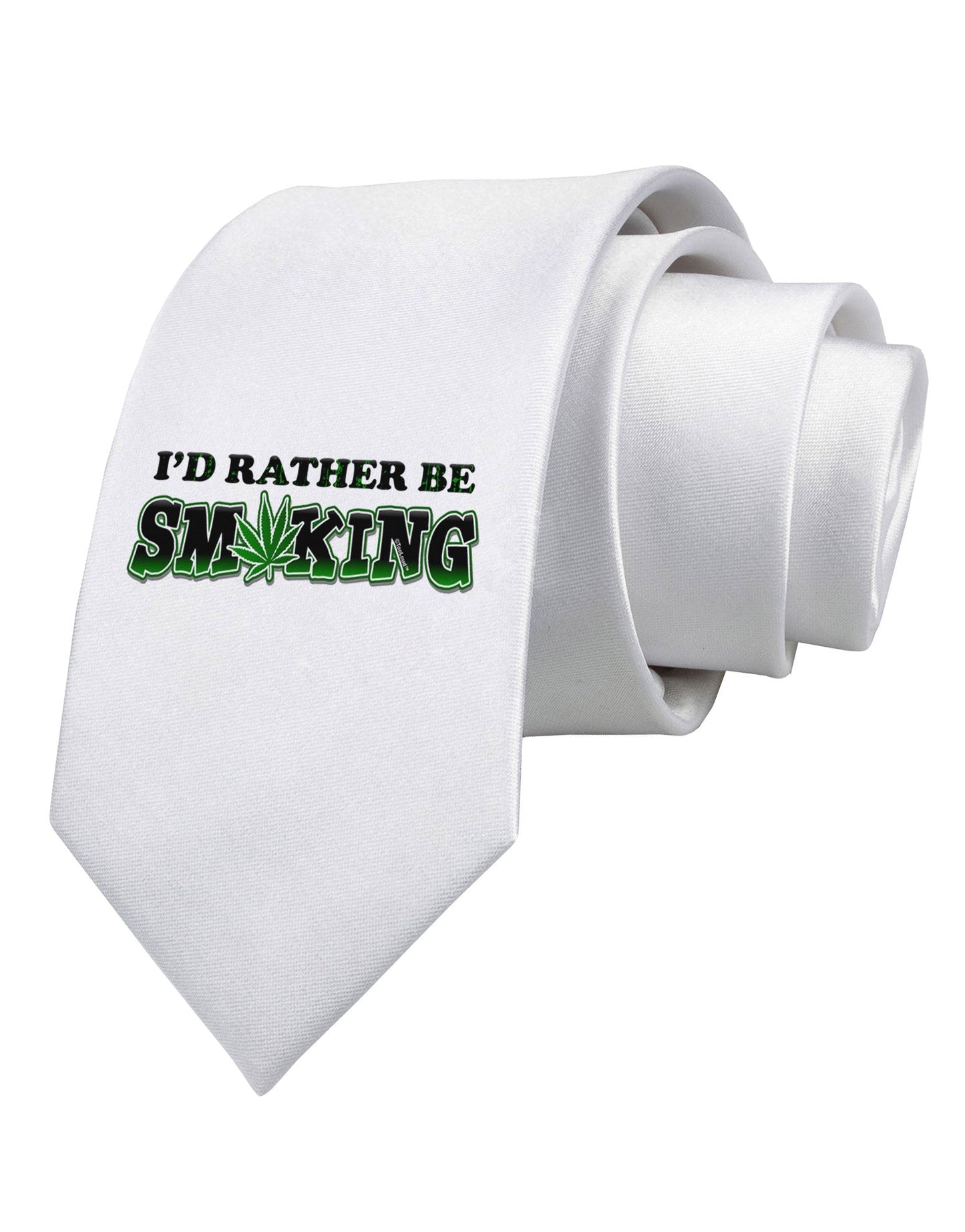 I'd Rather Be Smoking Printed White Necktie