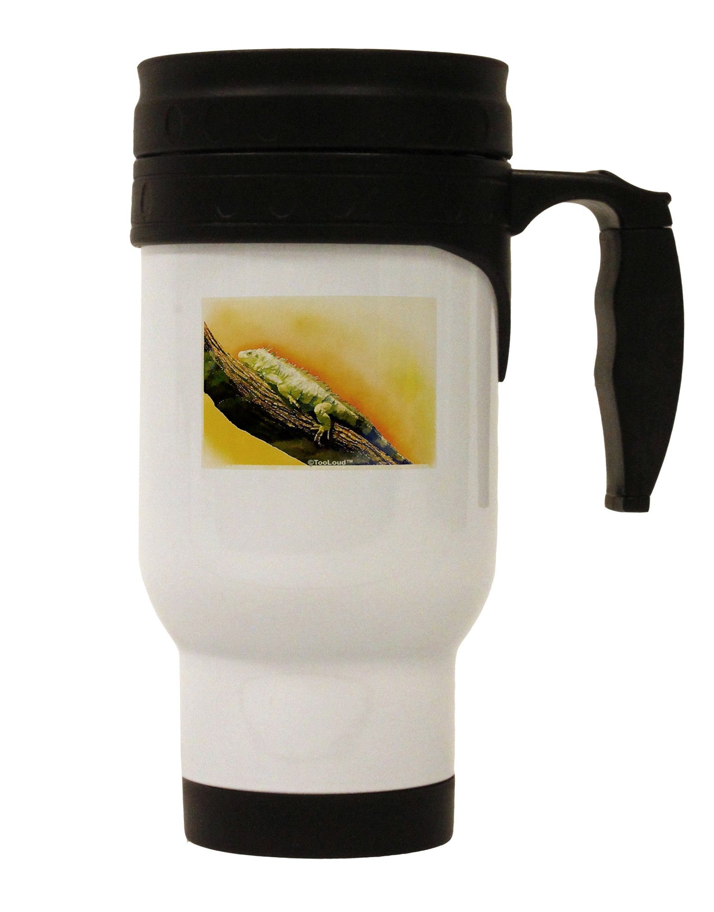 Iguana Watercolor Stainless Steel 14oz Travel Mug-Travel Mugs-TooLoud-White-Davson Sales