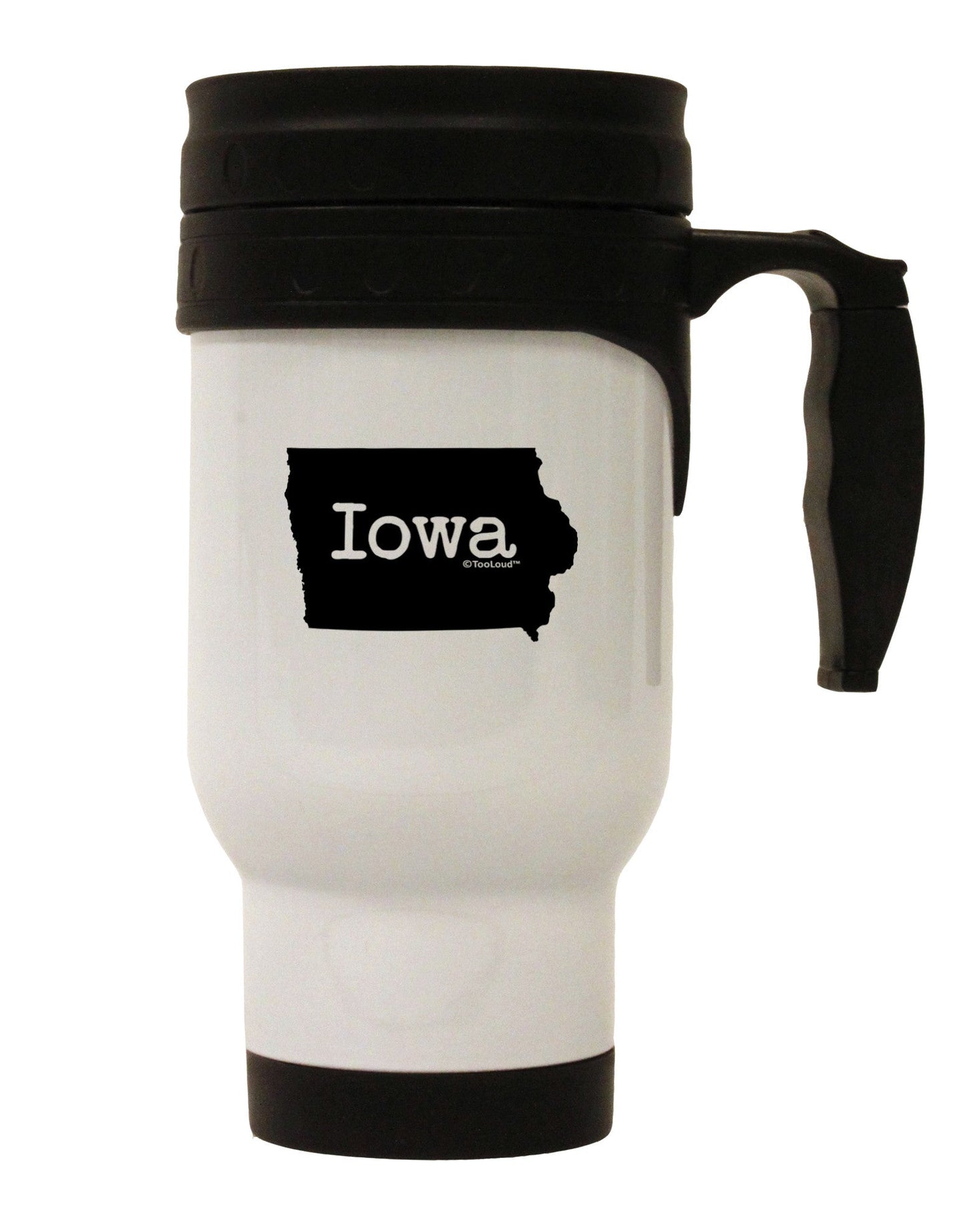 Iowa - United States Shape Stainless Steel 14oz Travel Mug-Travel Mugs-TooLoud-White-Davson Sales