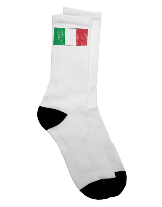 Italian Flag Distressed Adult Crew Socks - Expertly Crafted by TooLoud-Socks-TooLoud-White-Ladies-4-6-Davson Sales