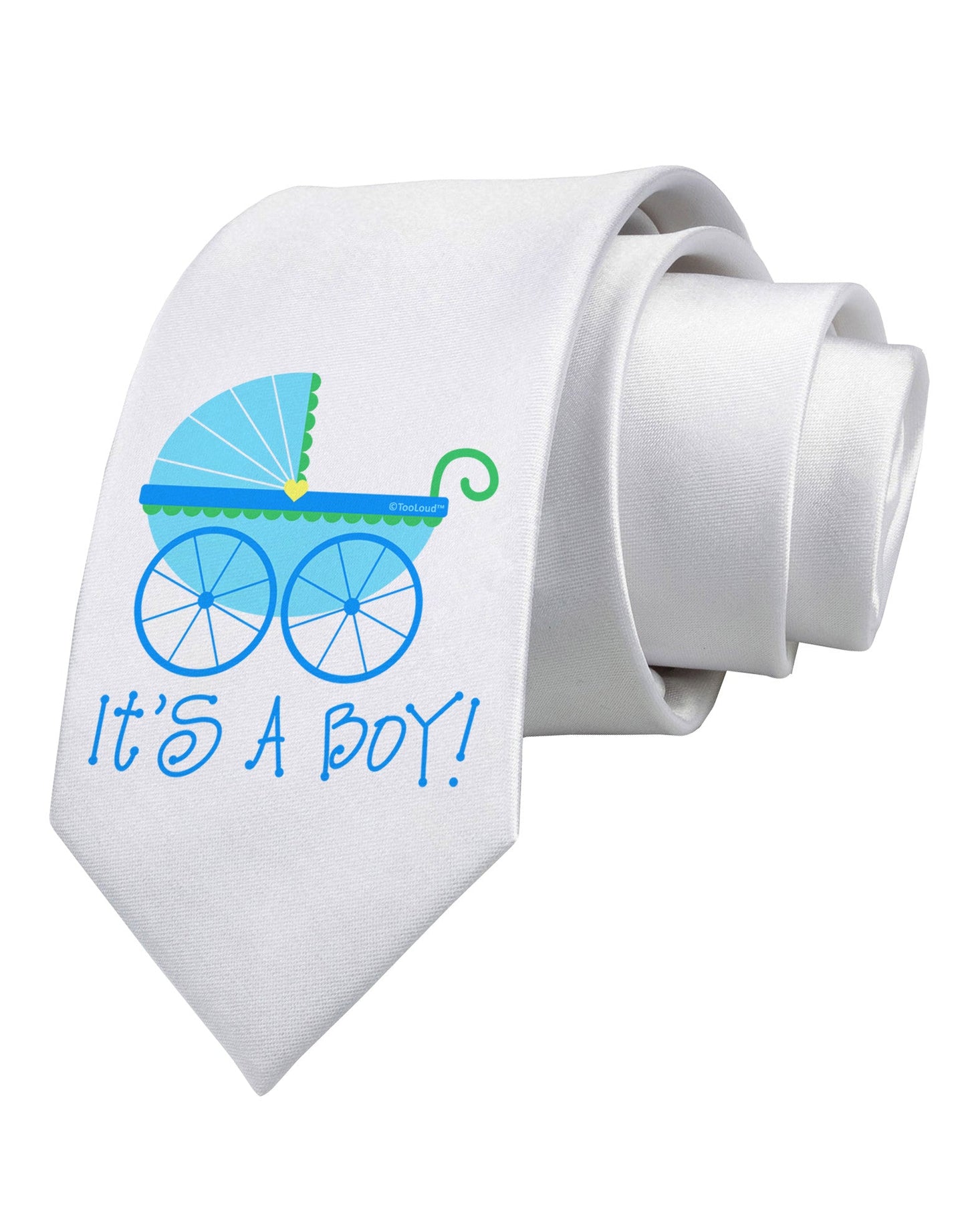 It's a Boy - Baby Boy Carriage Printed White Necktie