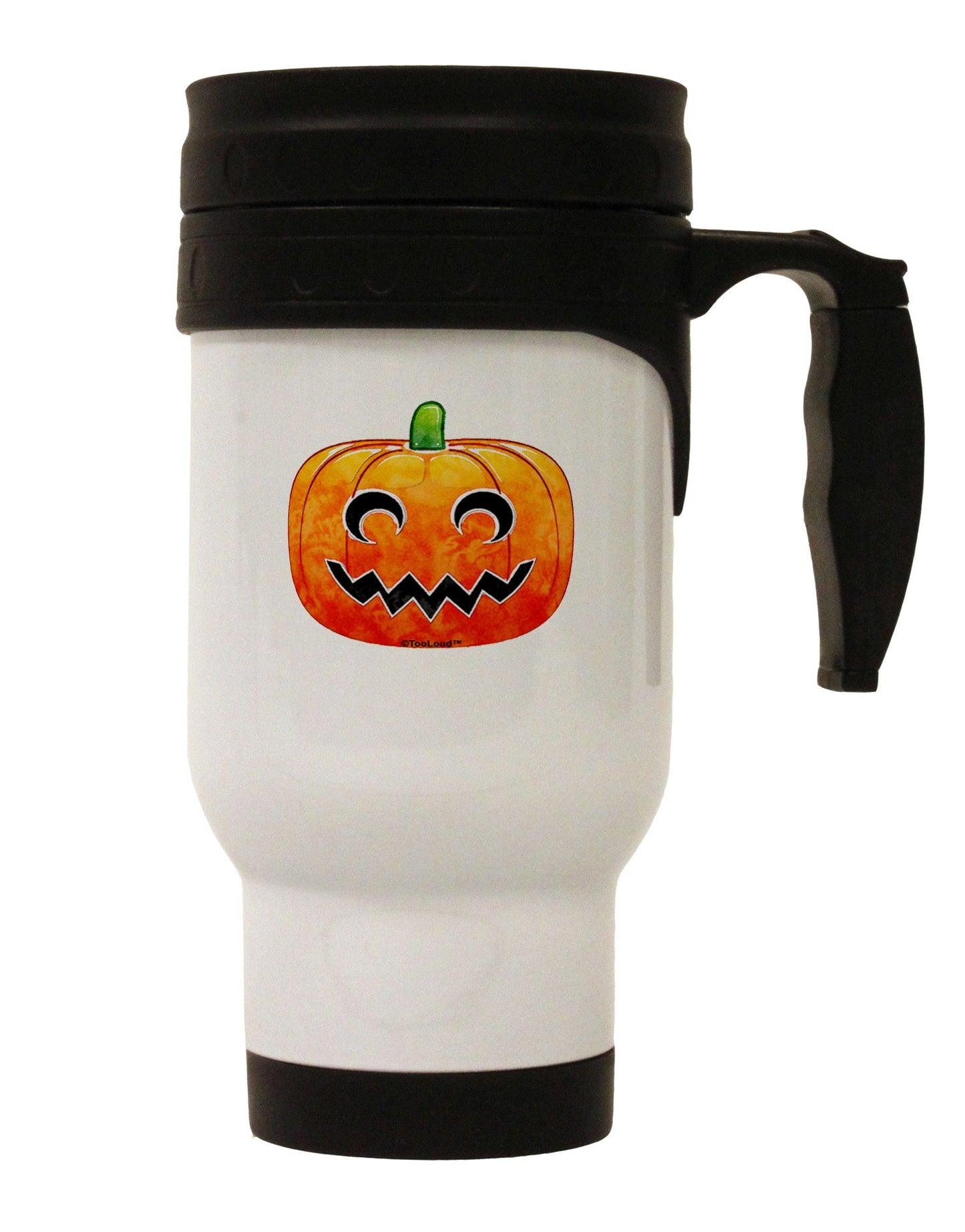 Jack-O-Lantern Watercolor Stainless Steel 14oz Travel Mug-Travel Mugs-TooLoud-White-Davson Sales