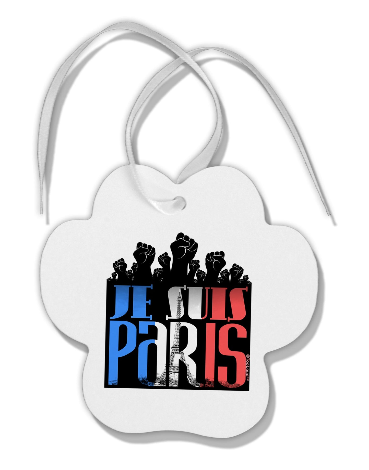 Je Suis Paris - Strong Paw Print Shaped Ornament by TooLoud-TooLoud-White-Davson Sales