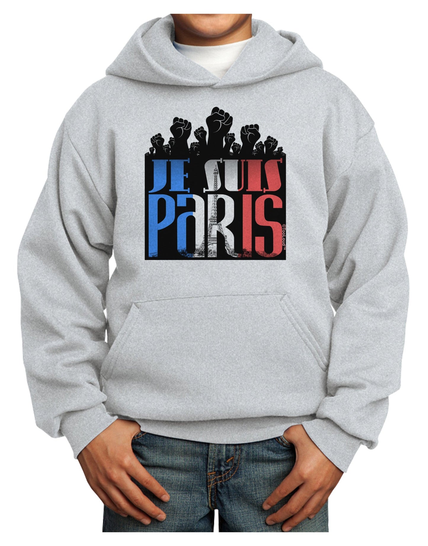 Je Suis Paris - Strong Youth Hoodie Pullover Sweatshirt by-Youth Hoodie-TooLoud-Ash-XS-Davson Sales