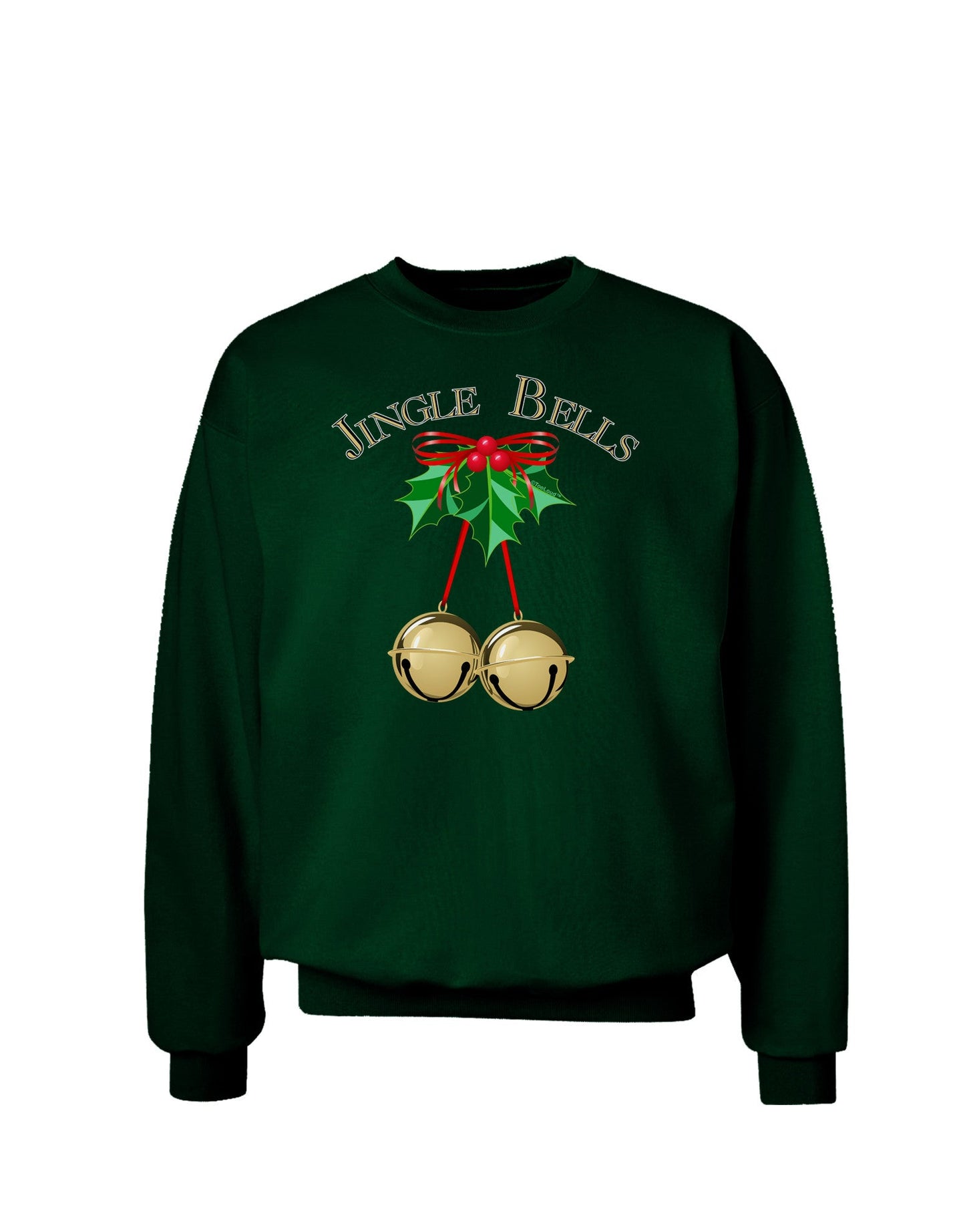 Jingle Bells Adult Dark Sweatshirt by-Sweatshirts-TooLoud-Deep-Forest-Green-Small-Davson Sales
