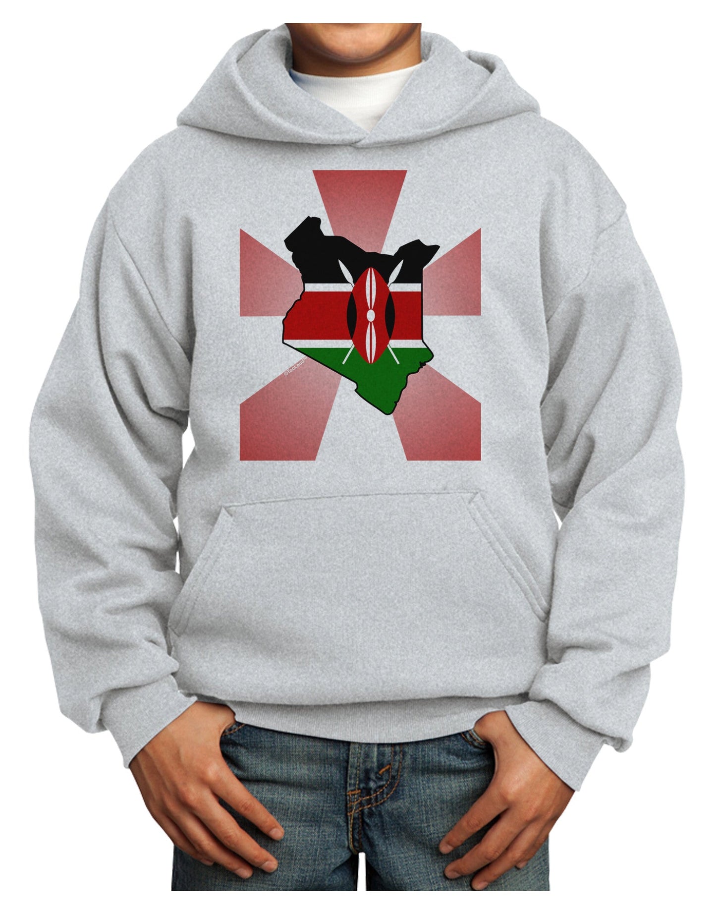 Kenya Flag Design Youth Hoodie Pullover Sweatshirt-Youth Hoodie-TooLoud-Ash-XS-Davson Sales