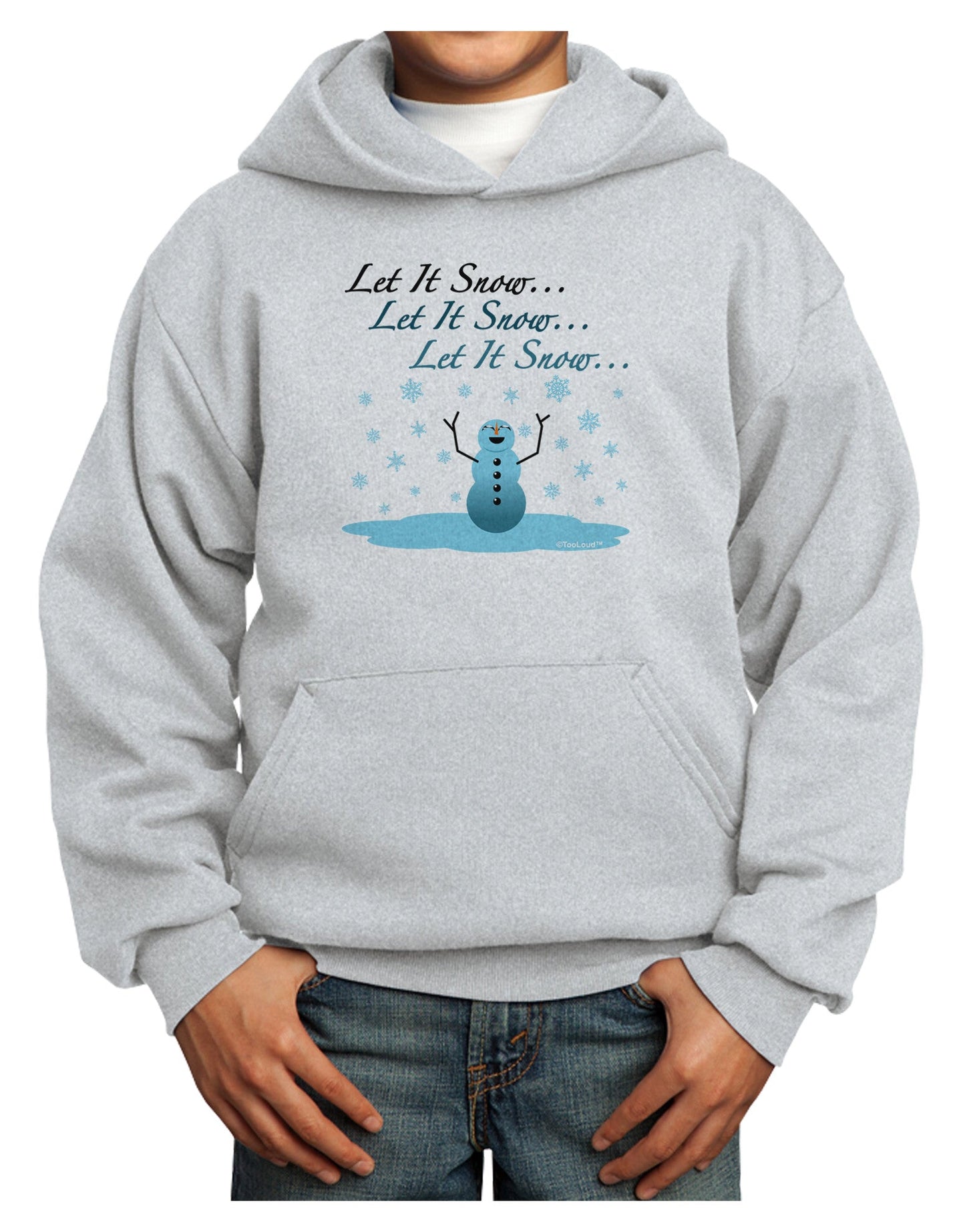 Let It Snow Happy Snowman Youth Hoodie Pullover Sweatshirt-Youth Hoodie-TooLoud-Ash-XS-Davson Sales