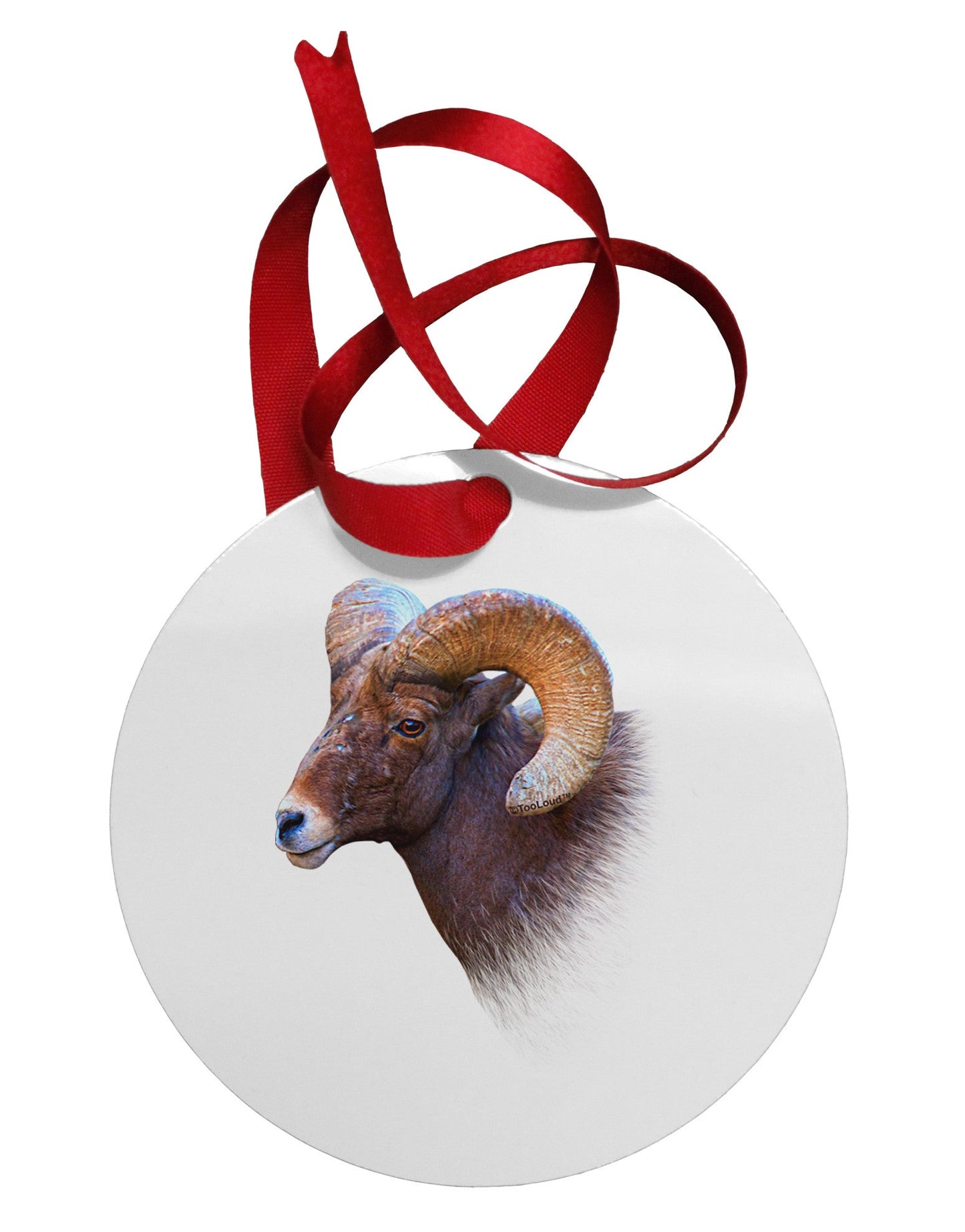Majestic Bighorn Ram Circular Metal Ornament-Ornament-TooLoud-White-Davson Sales