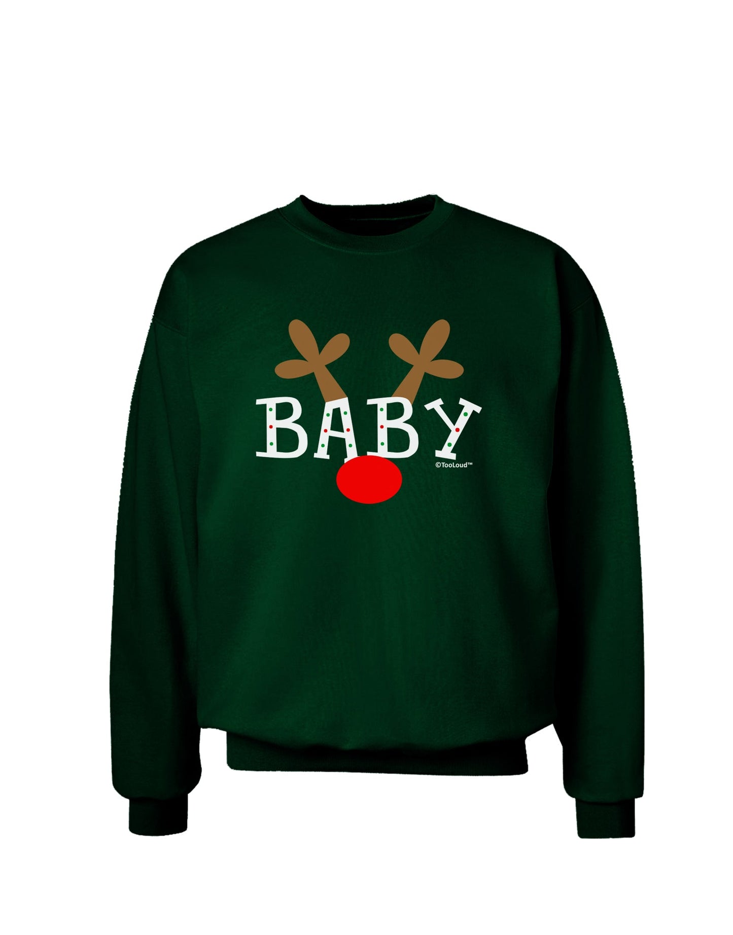 Matching Family Christmas Design - Reindeer - Baby Adult Dark Sweatshirt by TooLoud-Sweatshirts-TooLoud-Deep-Forest-Green-Small-Davson Sales
