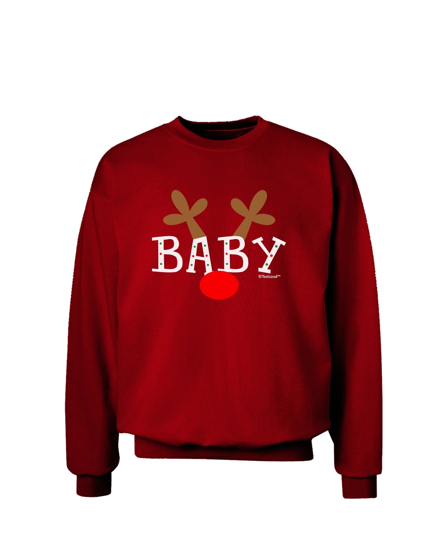 Matching Family Christmas Design - Reindeer - Baby Adult Dark Sweatshirt by TooLoud-Sweatshirts-TooLoud-Deep-Red-Small-Davson Sales