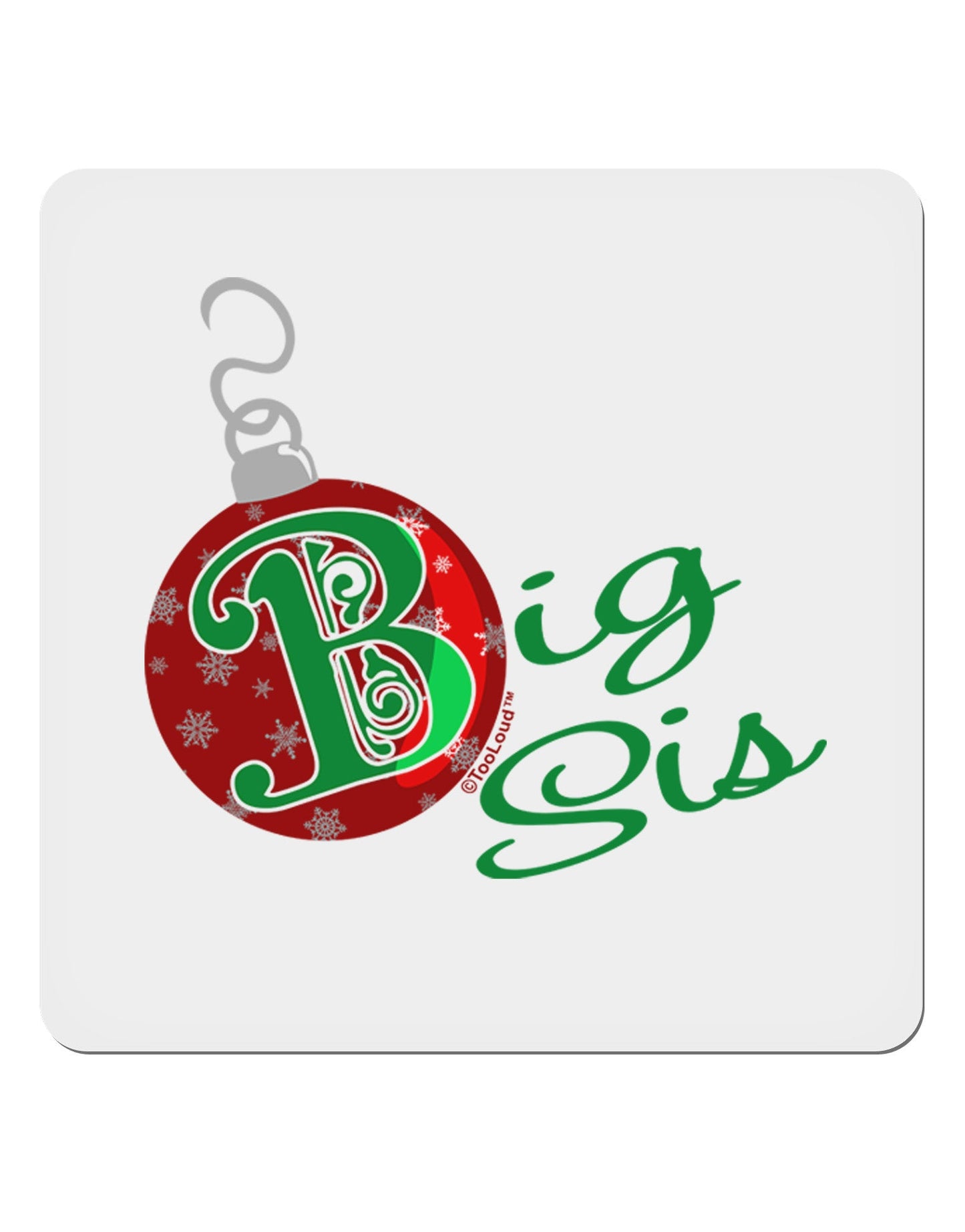 Matching Family Ornament Big Sis 4x4" Square Sticker-Stickers-TooLoud-1-Davson Sales