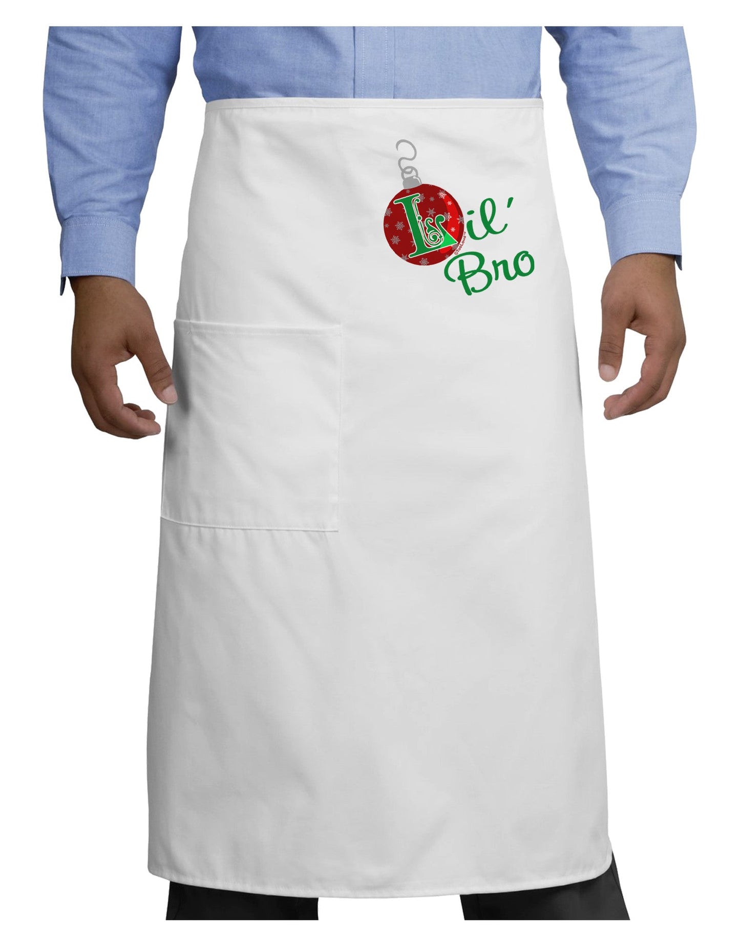 Matching Family Ornament Lil Bro Adult Bistro Apron-Bistro Apron-TooLoud-White-One-Size-Adult-Davson Sales