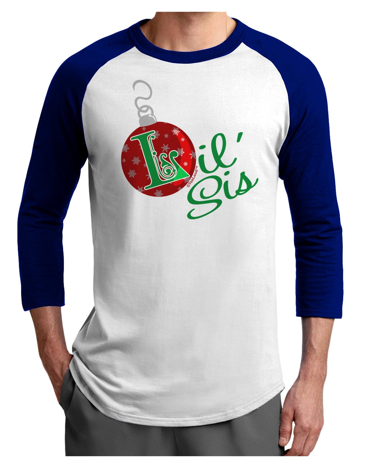 Matching Family Ornament Lil Sis Adult Raglan Shirt-Raglan Shirt-TooLoud-White-Royal-X-Small-Davson Sales