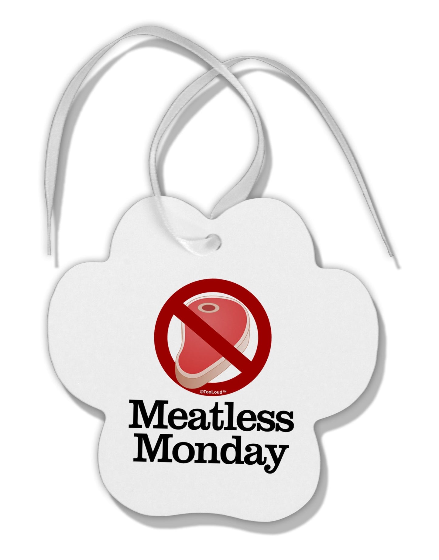 Meatless Monday Paw Print Shaped Ornament by TooLoud-Ornament-TooLoud-White-Davson Sales
