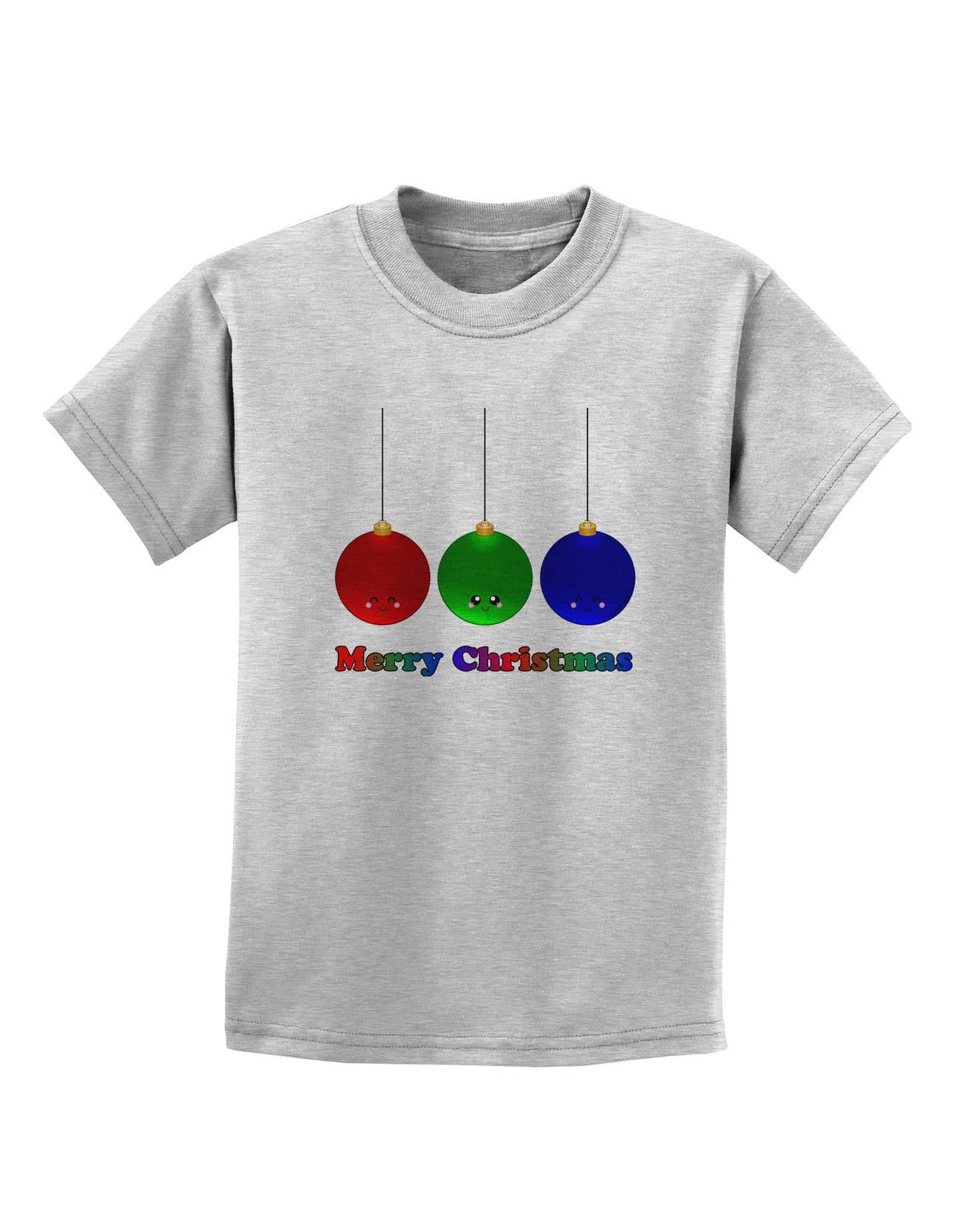 Merry Christmas Cute Christmas Ornaments Childrens T-Shirt-Ornament-TooLoud-AshGray-X-Small-Davson Sales