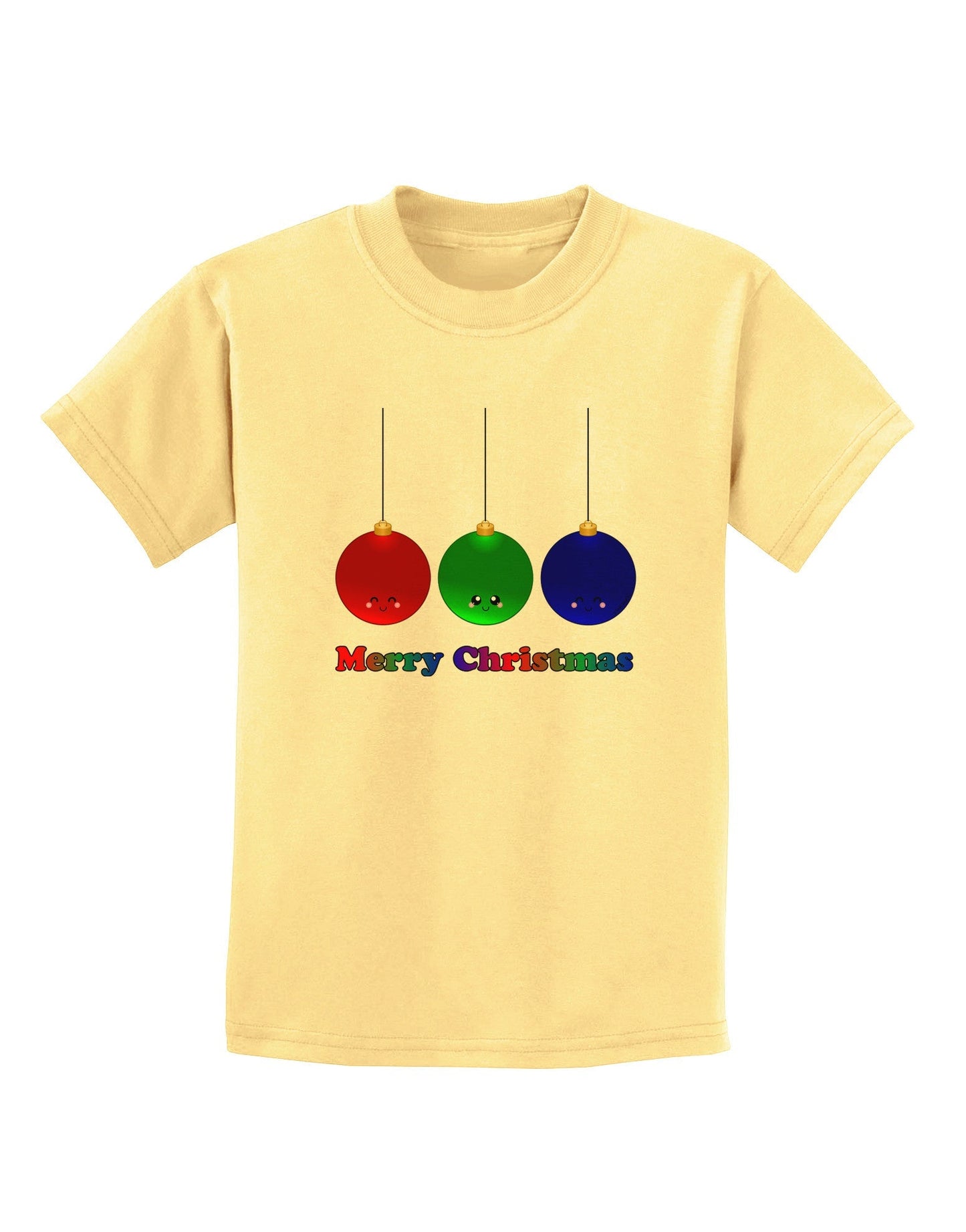Merry Christmas Cute Christmas Ornaments Childrens T-Shirt-Ornament-TooLoud-Daffodil-Yellow-X-Small-Davson Sales