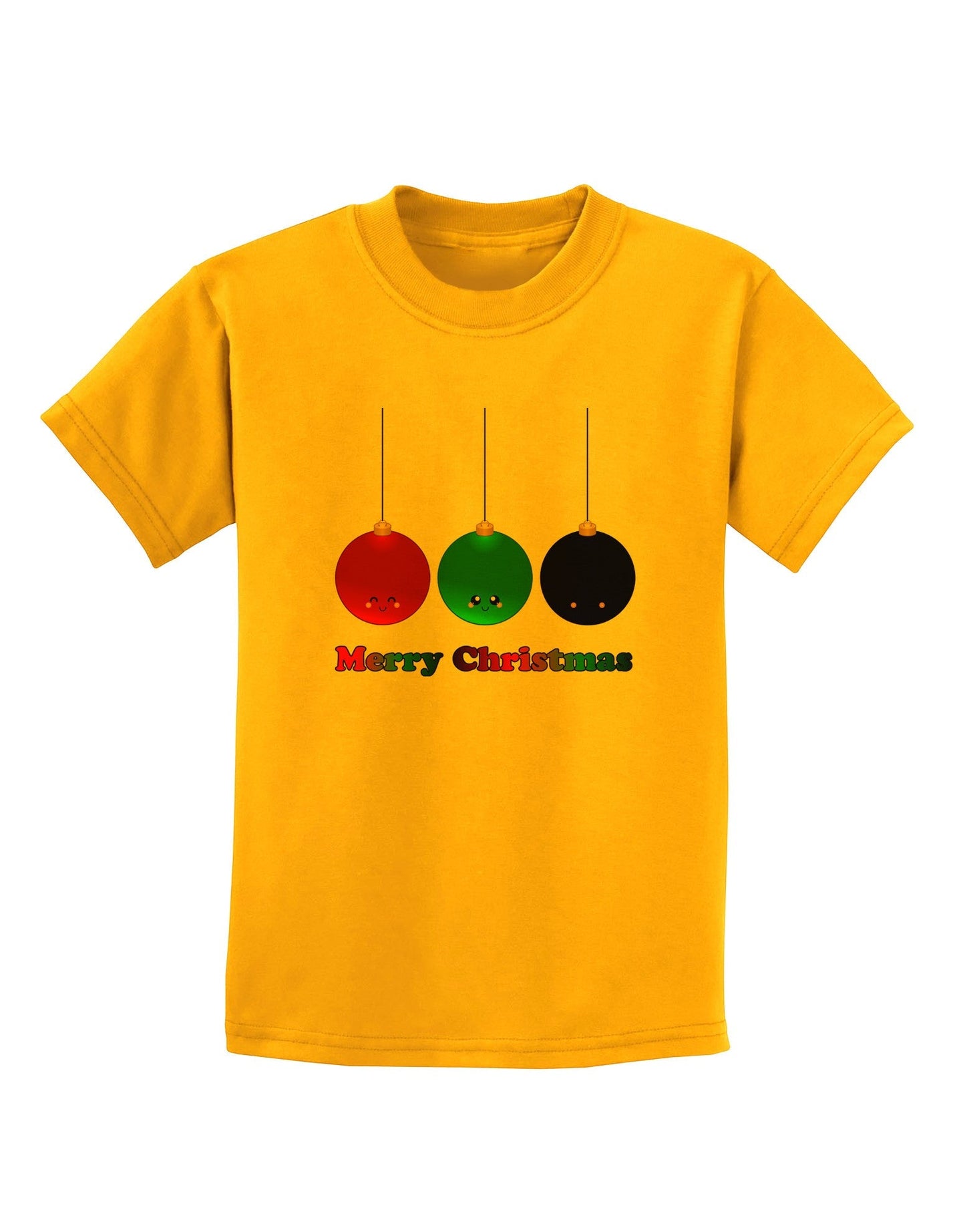 Merry Christmas Cute Christmas Ornaments Childrens T-Shirt-Ornament-TooLoud-Gold-X-Small-Davson Sales