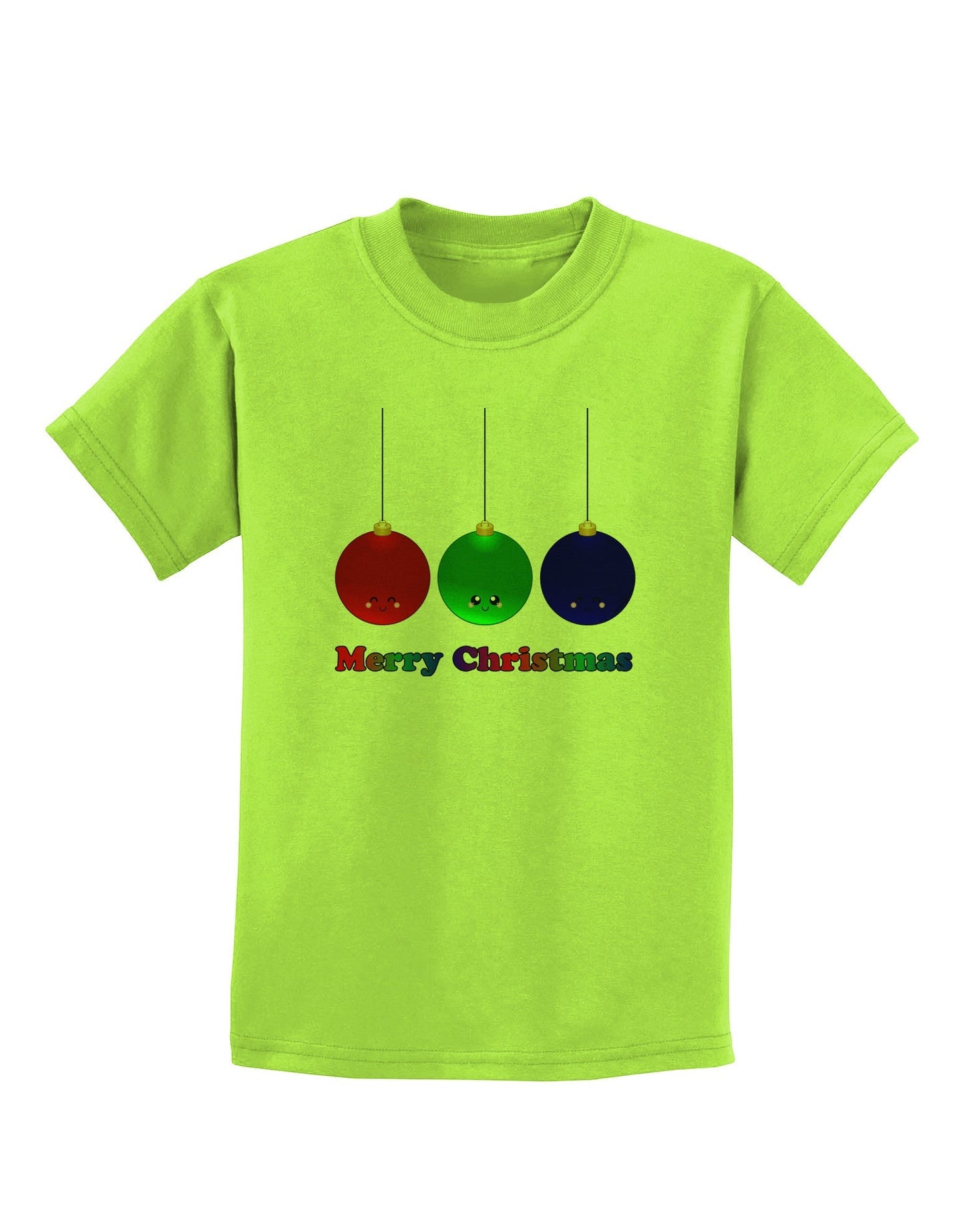Merry Christmas Cute Christmas Ornaments Childrens T-Shirt-Ornament-TooLoud-Lime-Green-X-Small-Davson Sales