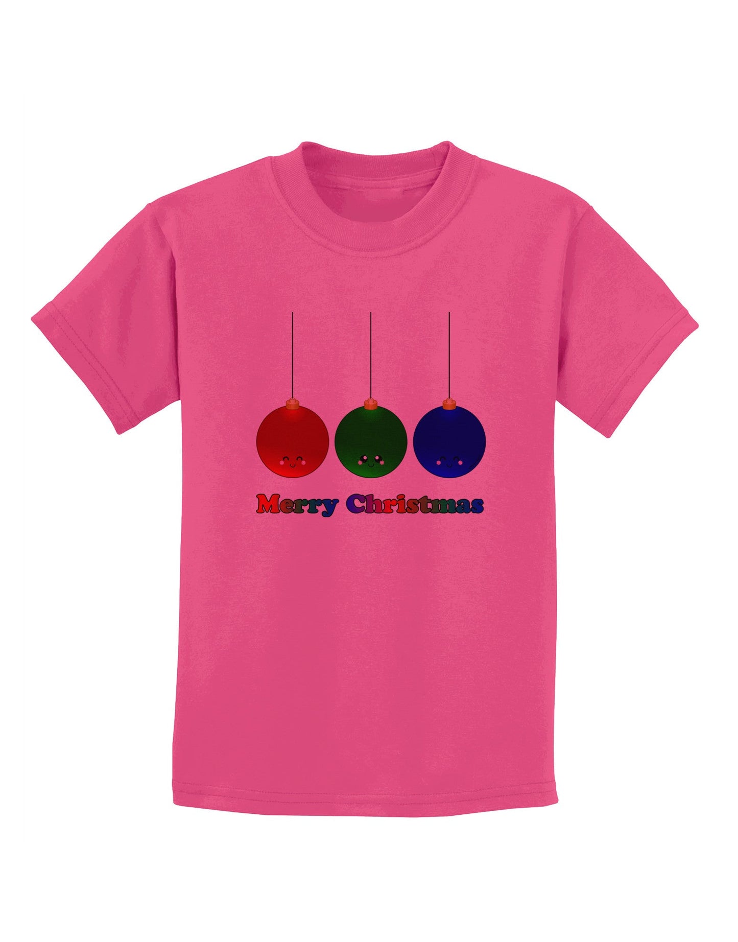 Merry Christmas Cute Christmas Ornaments Childrens T-Shirt-Ornament-TooLoud-Sangria-X-Small-Davson Sales