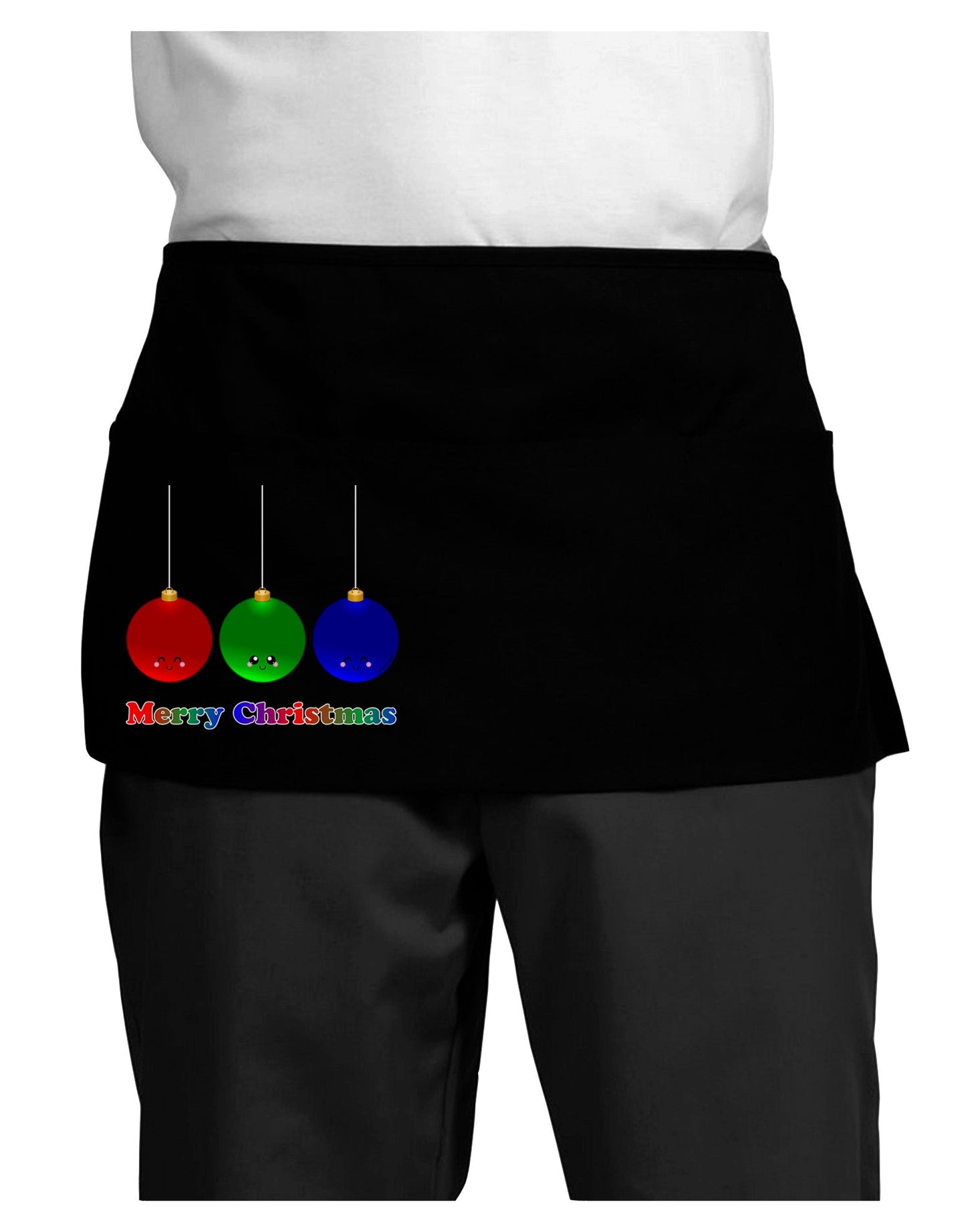 Merry Christmas Cute Christmas Ornaments Dark Adult Mini Waist Apron, Server Apron-Mini Waist Apron-TooLoud-Black-One-Size-Davson Sales