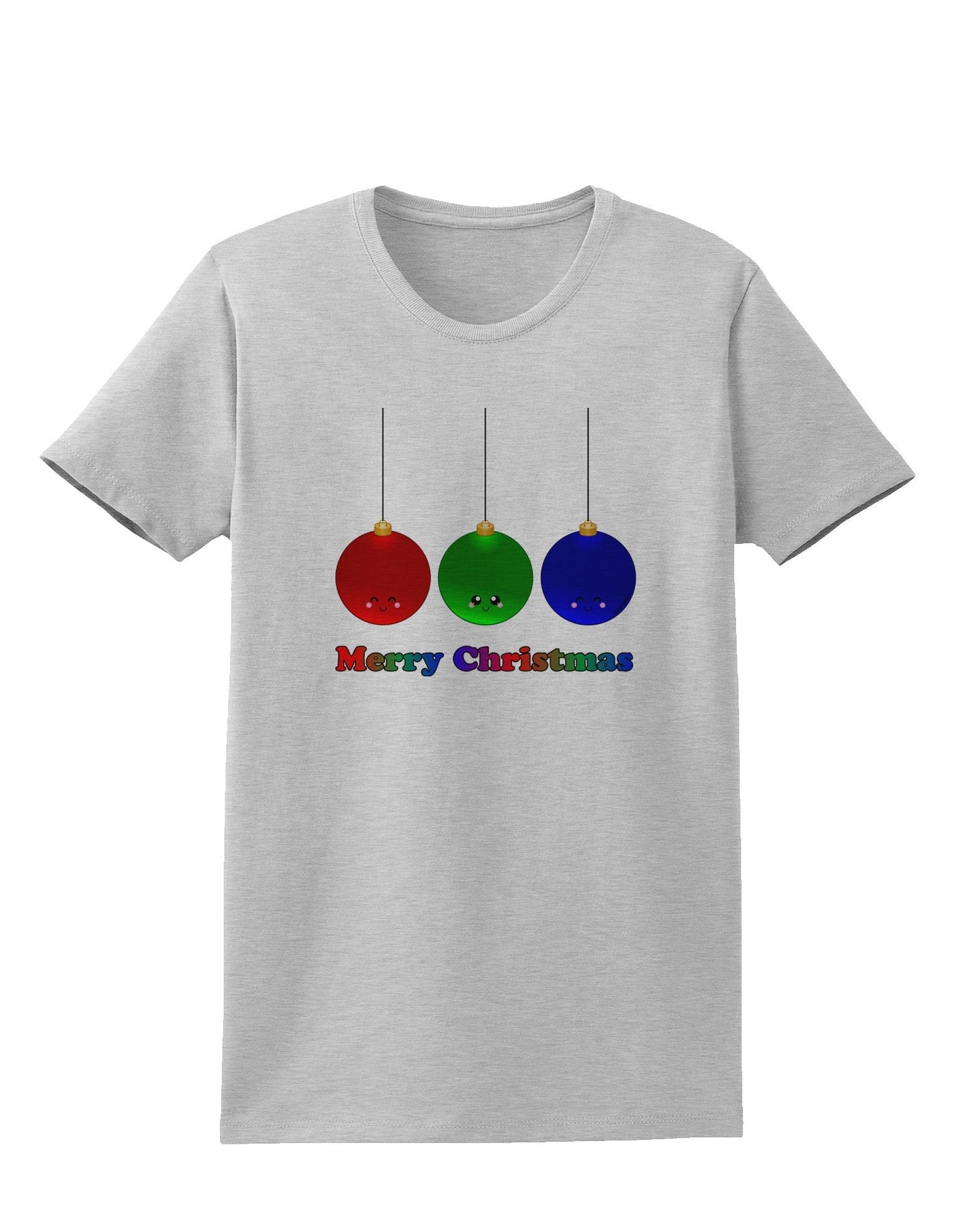 Merry Christmas Cute Christmas Ornaments Womens T-Shirt-Ornament-TooLoud-AshGray-X-Small-Davson Sales