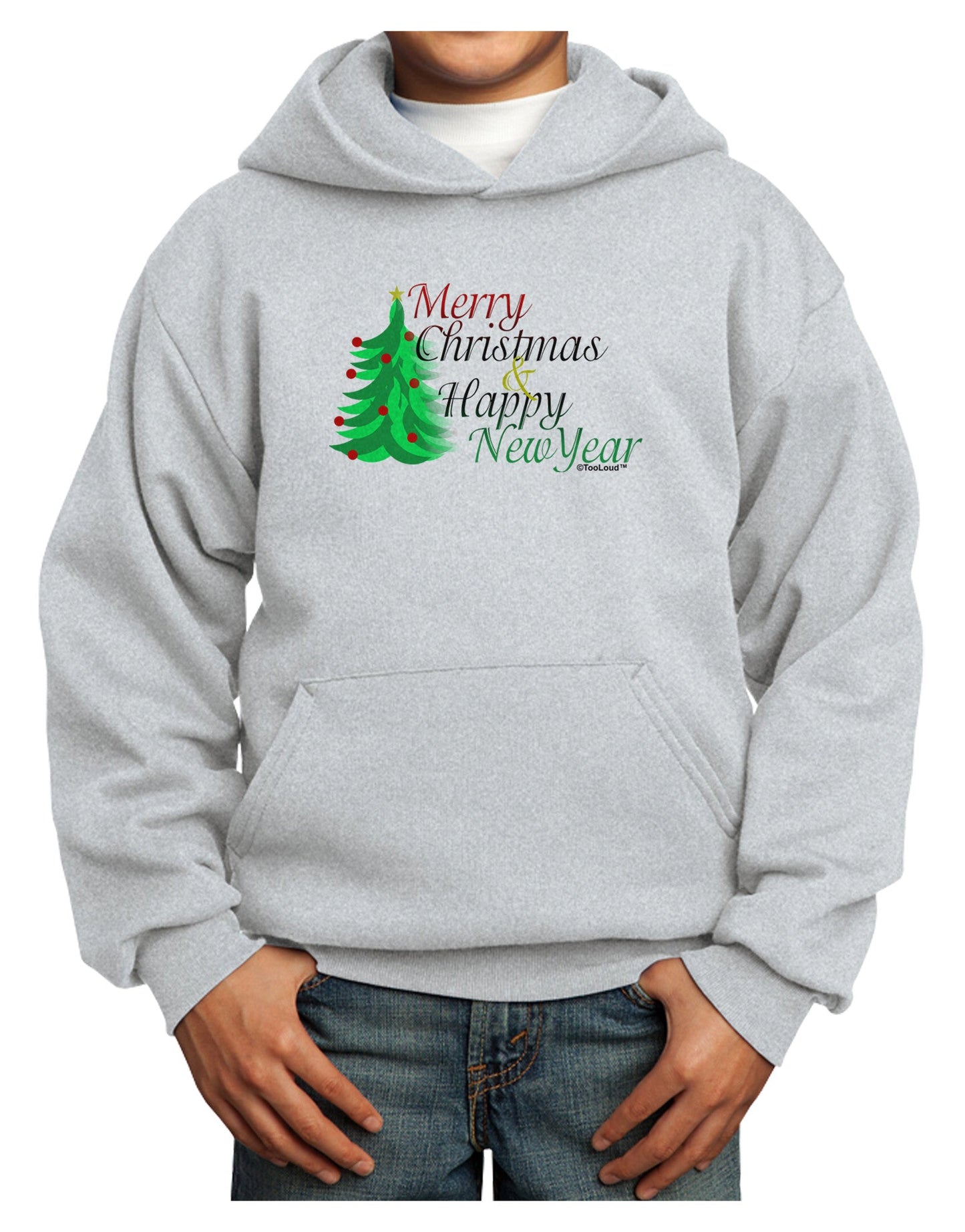 Merry Christmas & Happy New Year Youth Hoodie Pullover Sweatshirt-Youth Hoodie-TooLoud-Ash-XS-Davson Sales