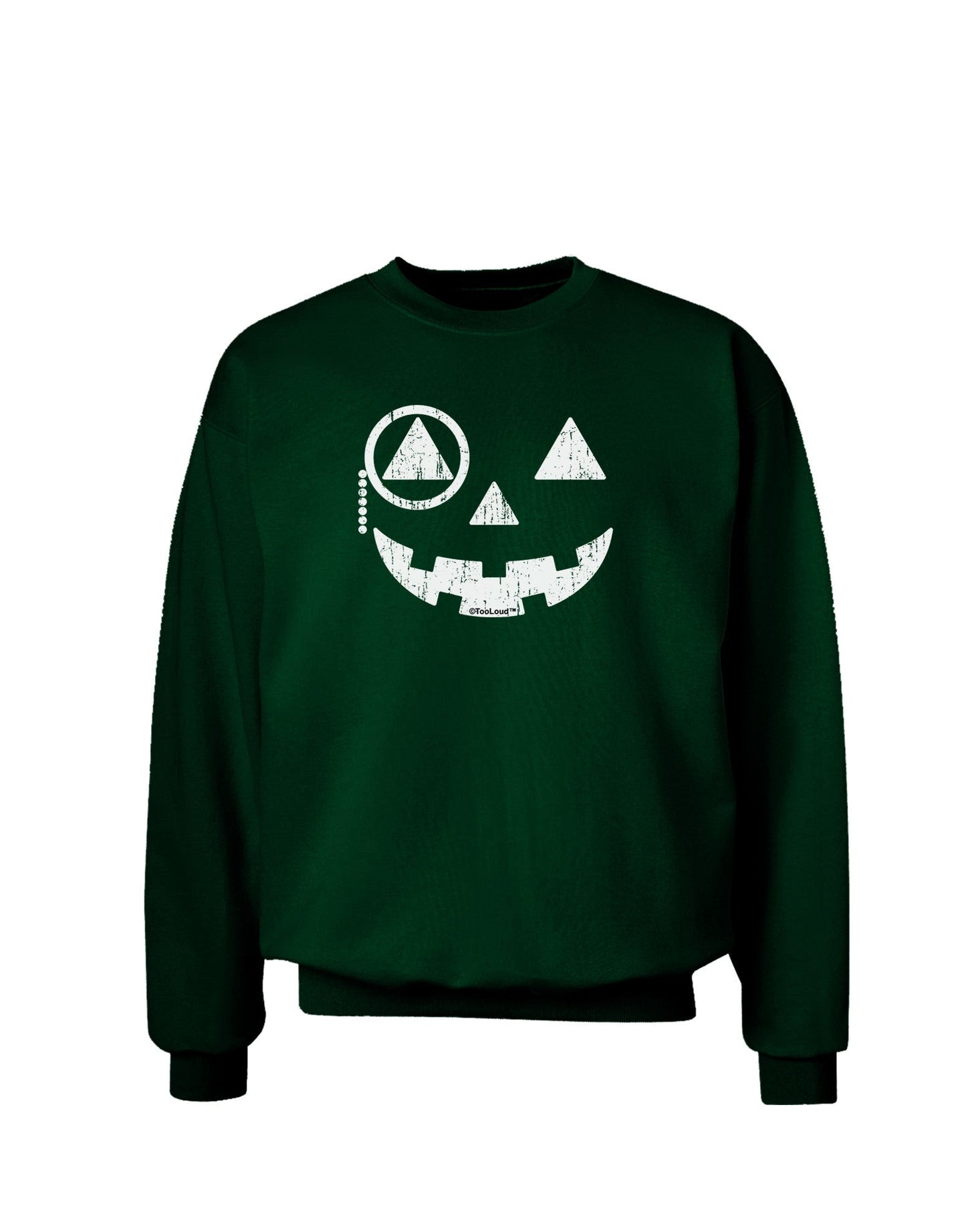 Monocle Jack-o-Lantern Distressed Adult Dark Sweatshirt-Sweatshirts-TooLoud-Deep-Forest-Green-Small-Davson Sales