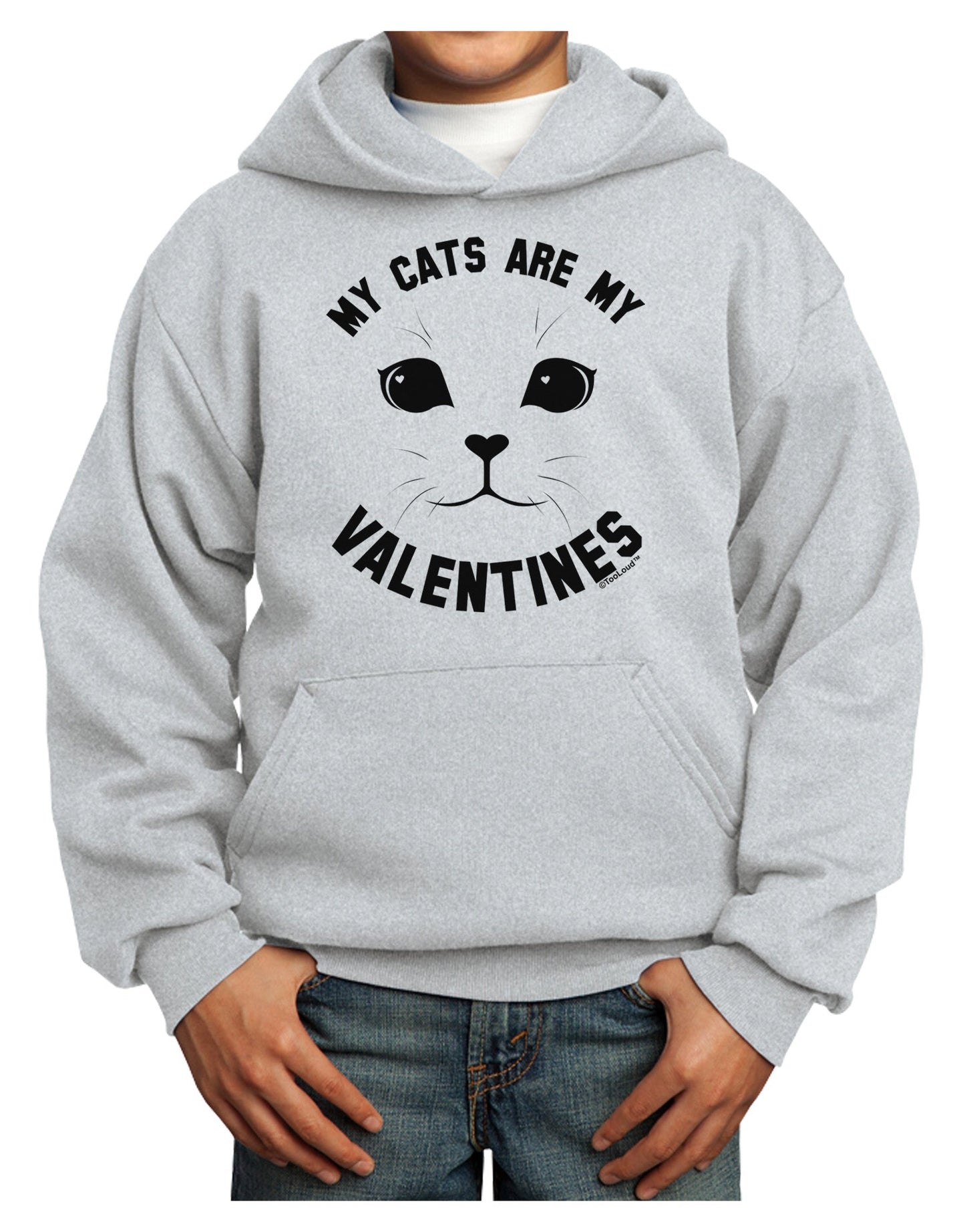 My Cats are my Valentines Youth Hoodie Pullover Sweatshirt by-Youth Hoodie-TooLoud-Ash-XS-Davson Sales