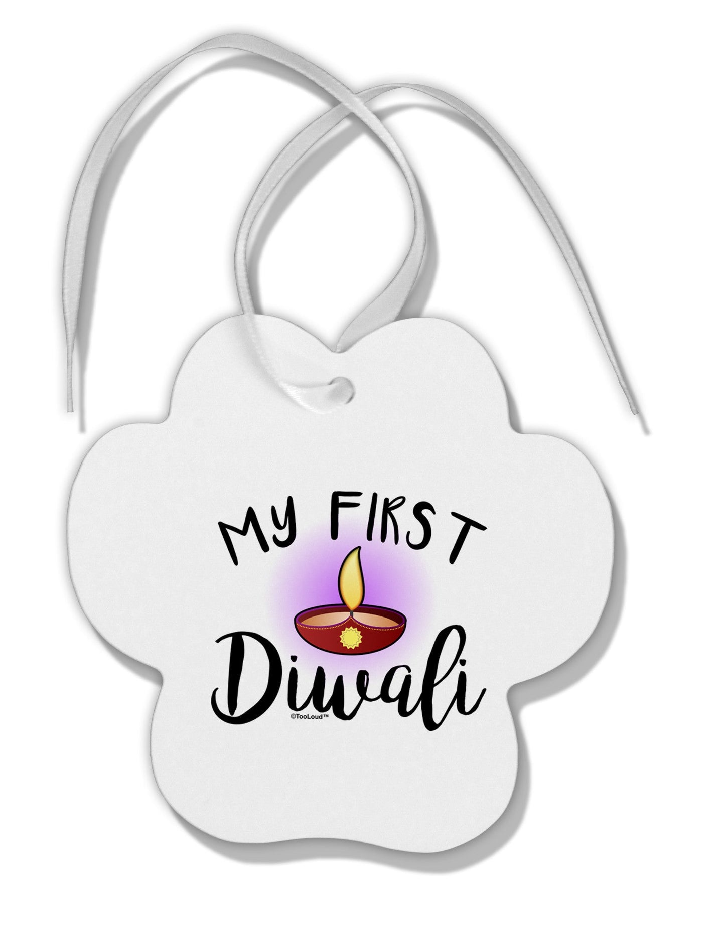 My First Diwali Paw Print Shaped Ornament by TooLoud-Ornament-TooLoud-White-Davson Sales
